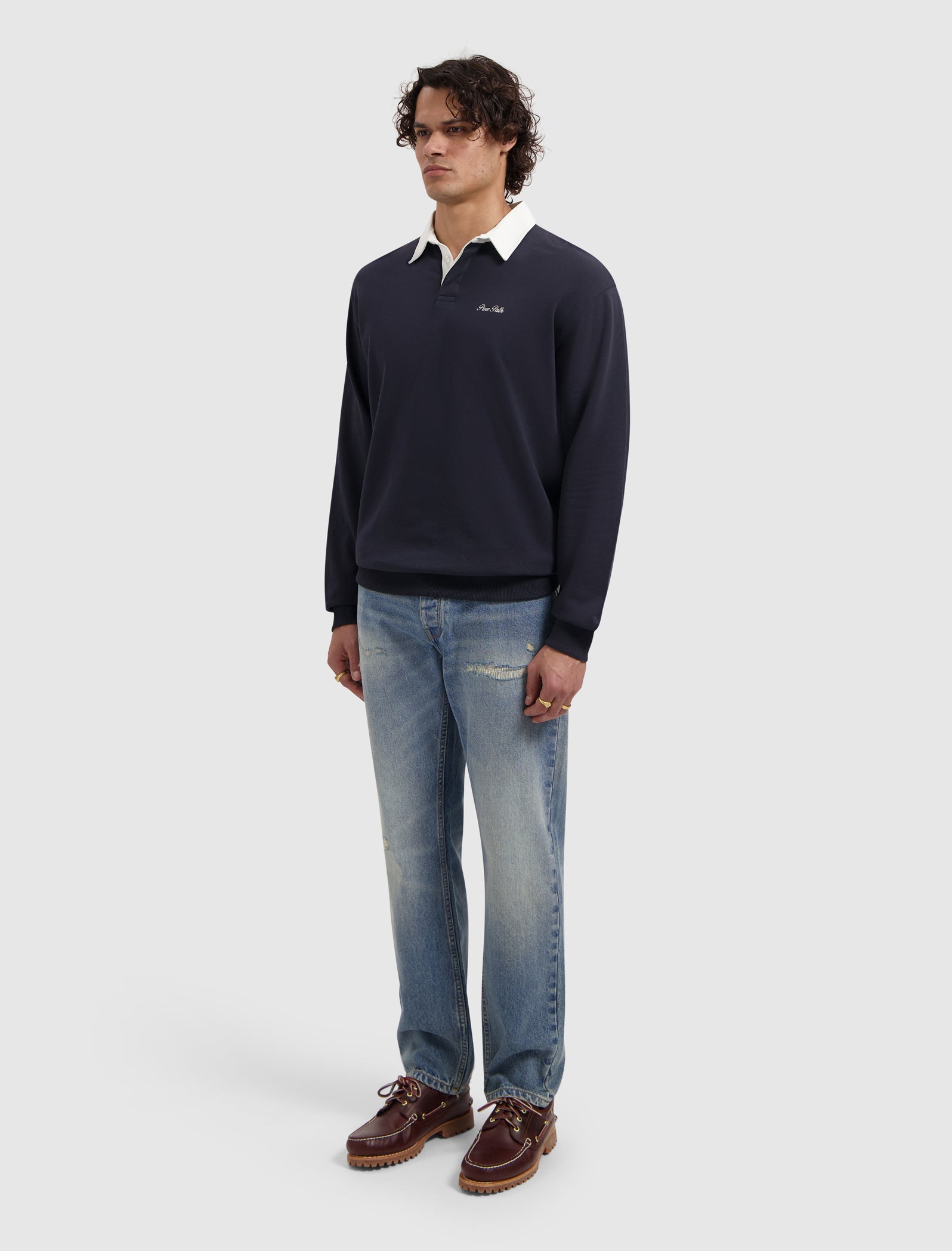 Two-tone Polo Sweater | Dark Navy