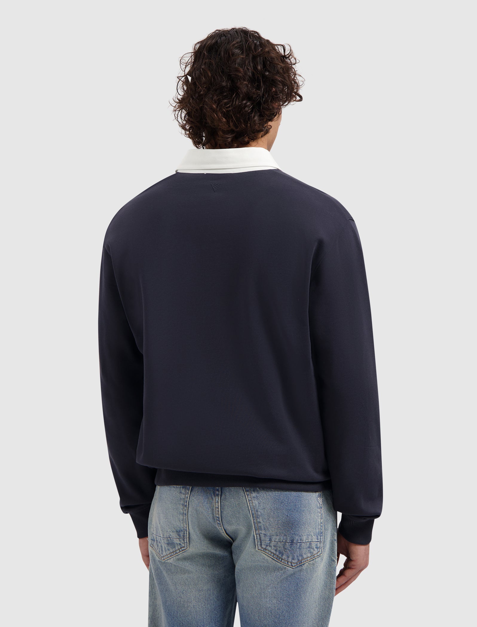 Two-tone Polo Sweater | Dark Navy