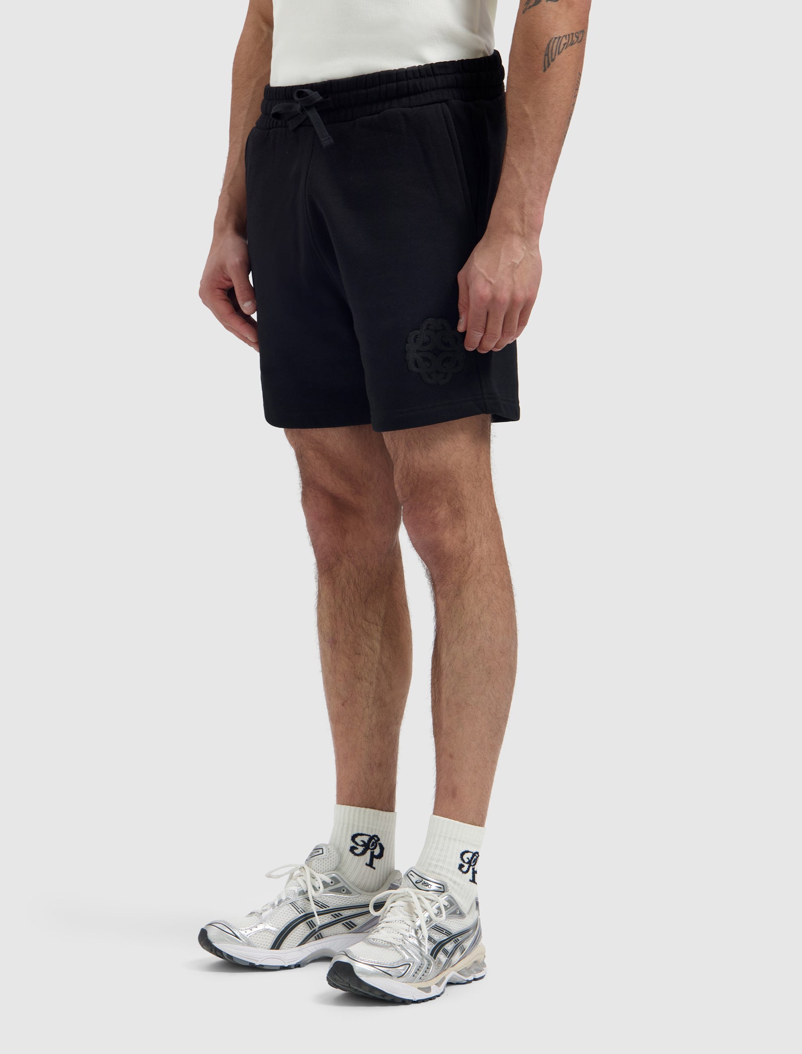 Emblem Badge Sweat Shorts | Black