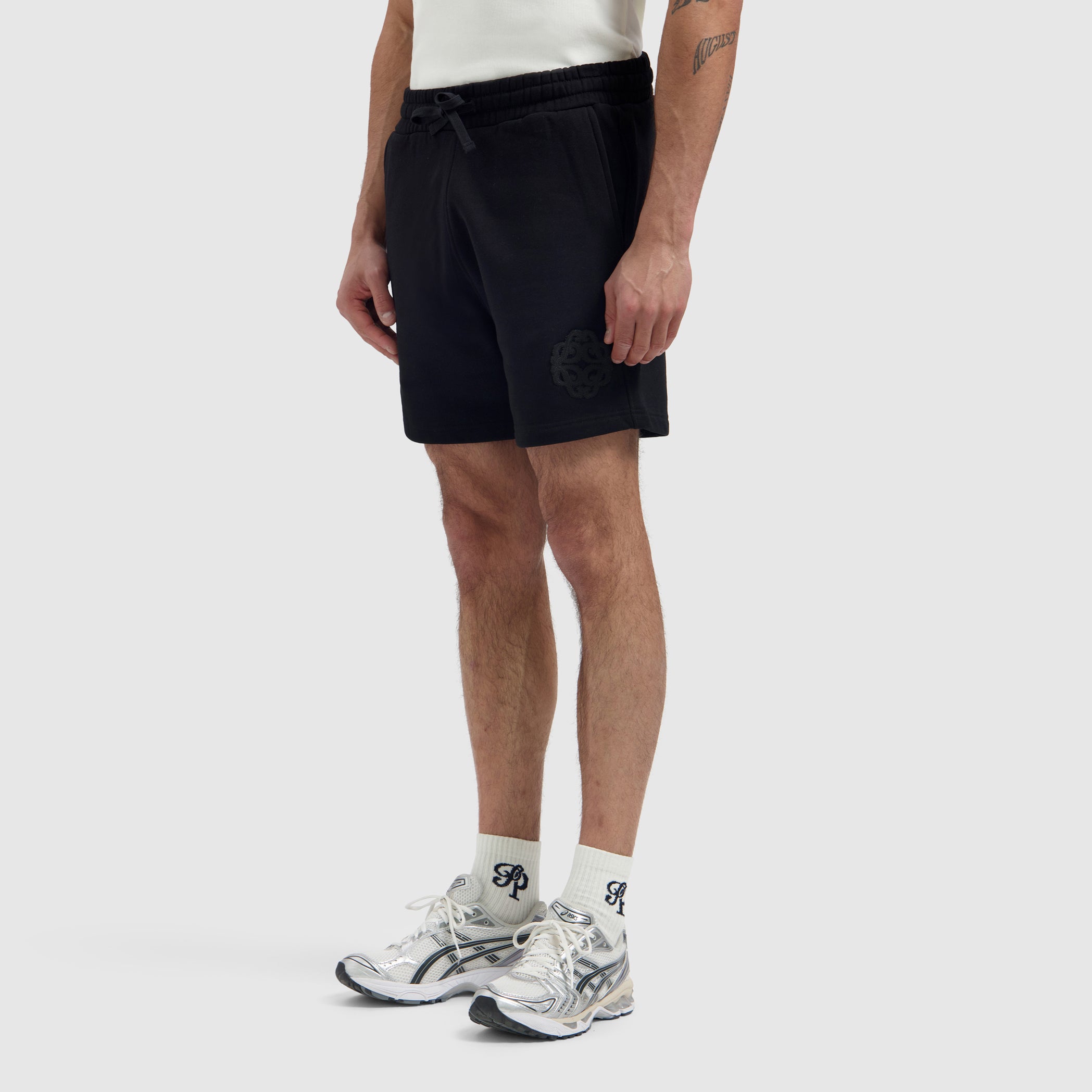 Emblem Badge Sweat Shorts | Black