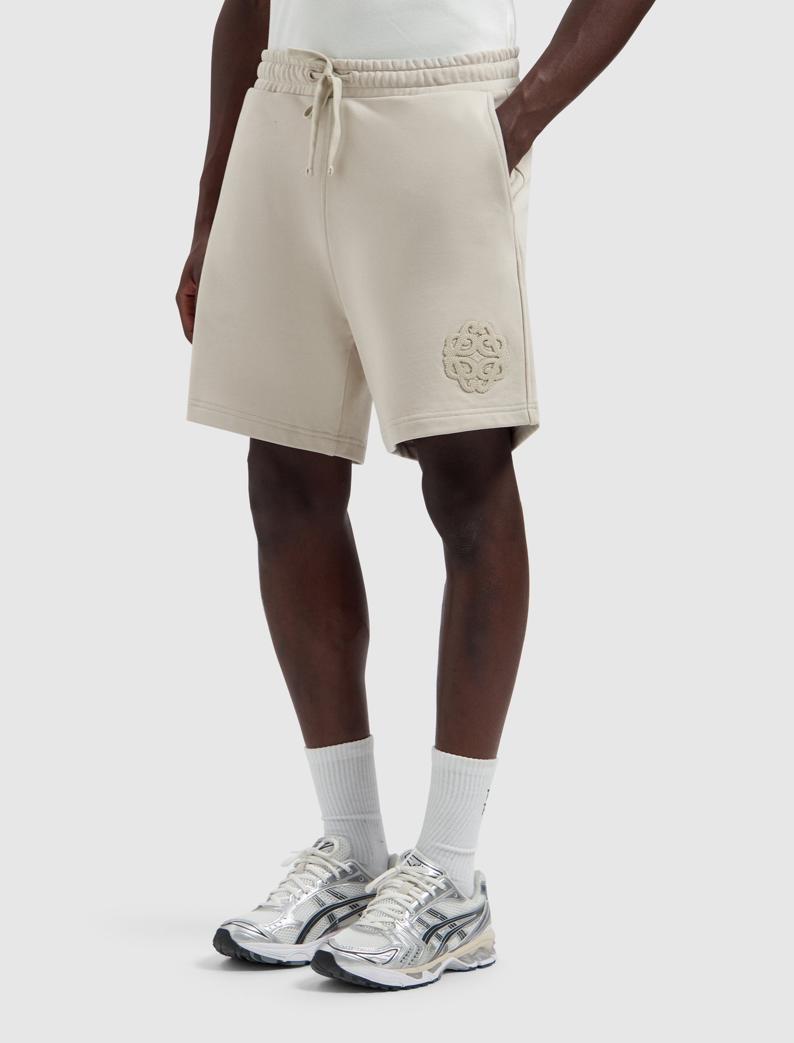 Emblem Badge Sweat Shorts | Sand