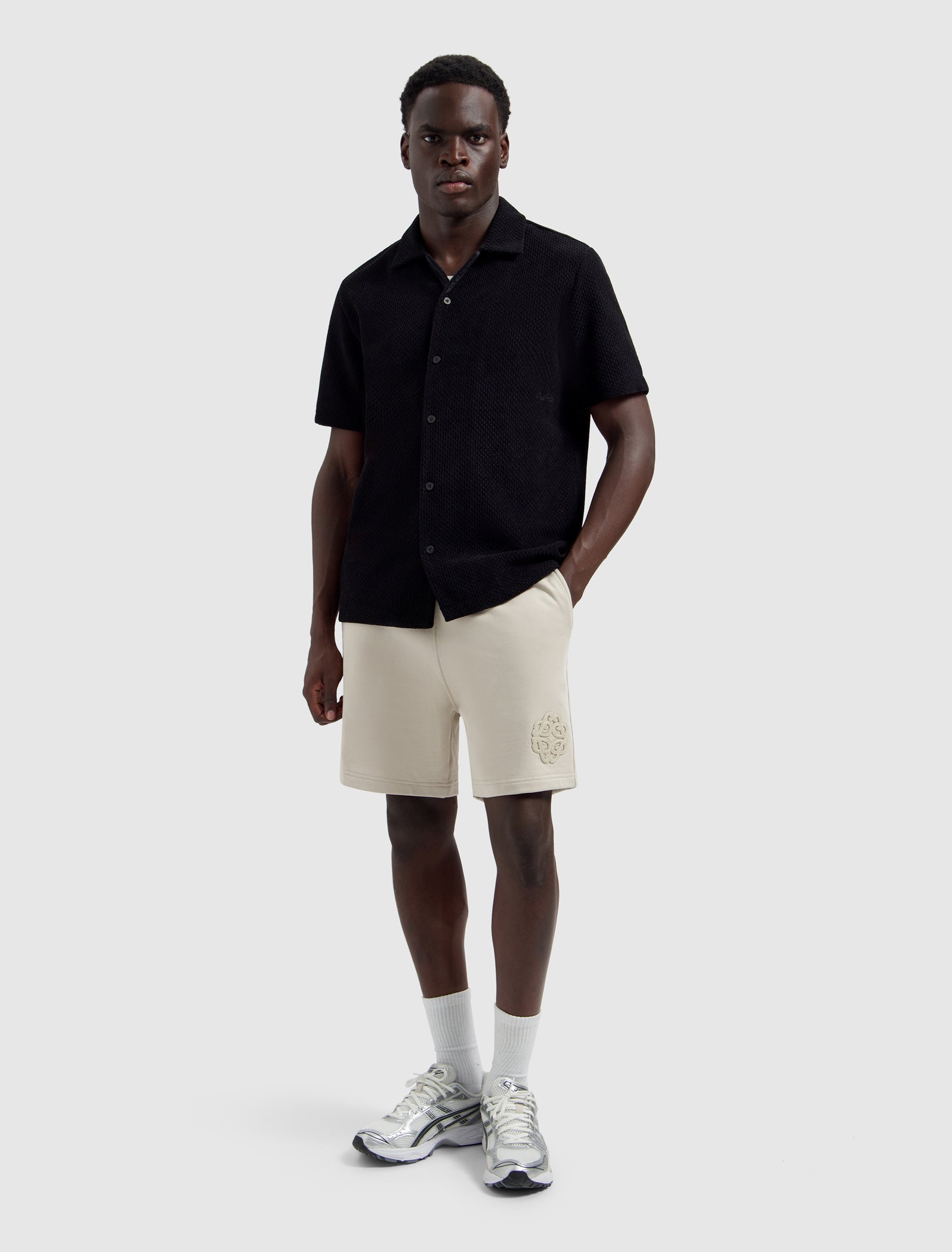 Emblem Badge Sweat Shorts | Sand