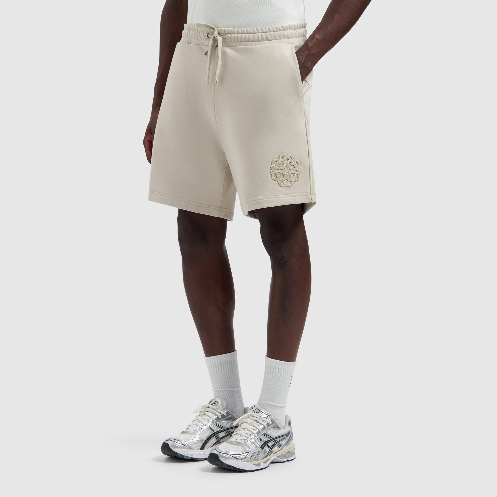 Emblem Badge Sweat Shorts | Sand