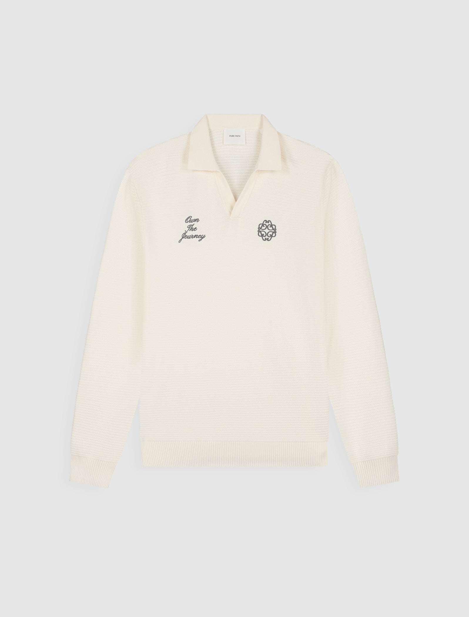 Embroidered Braided Knit Polo | Off White
