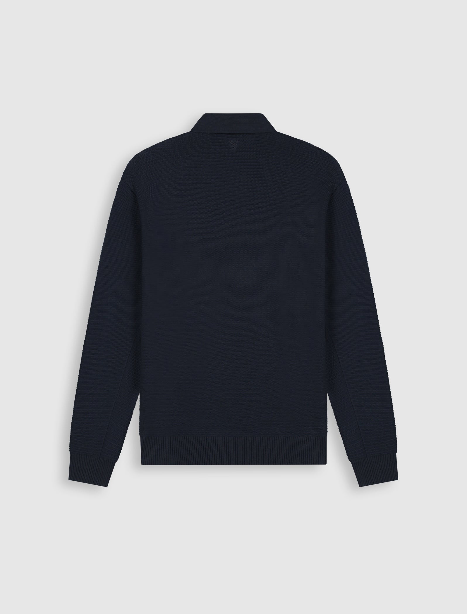 Embroidered Braided Knit Polo | Dark Navy