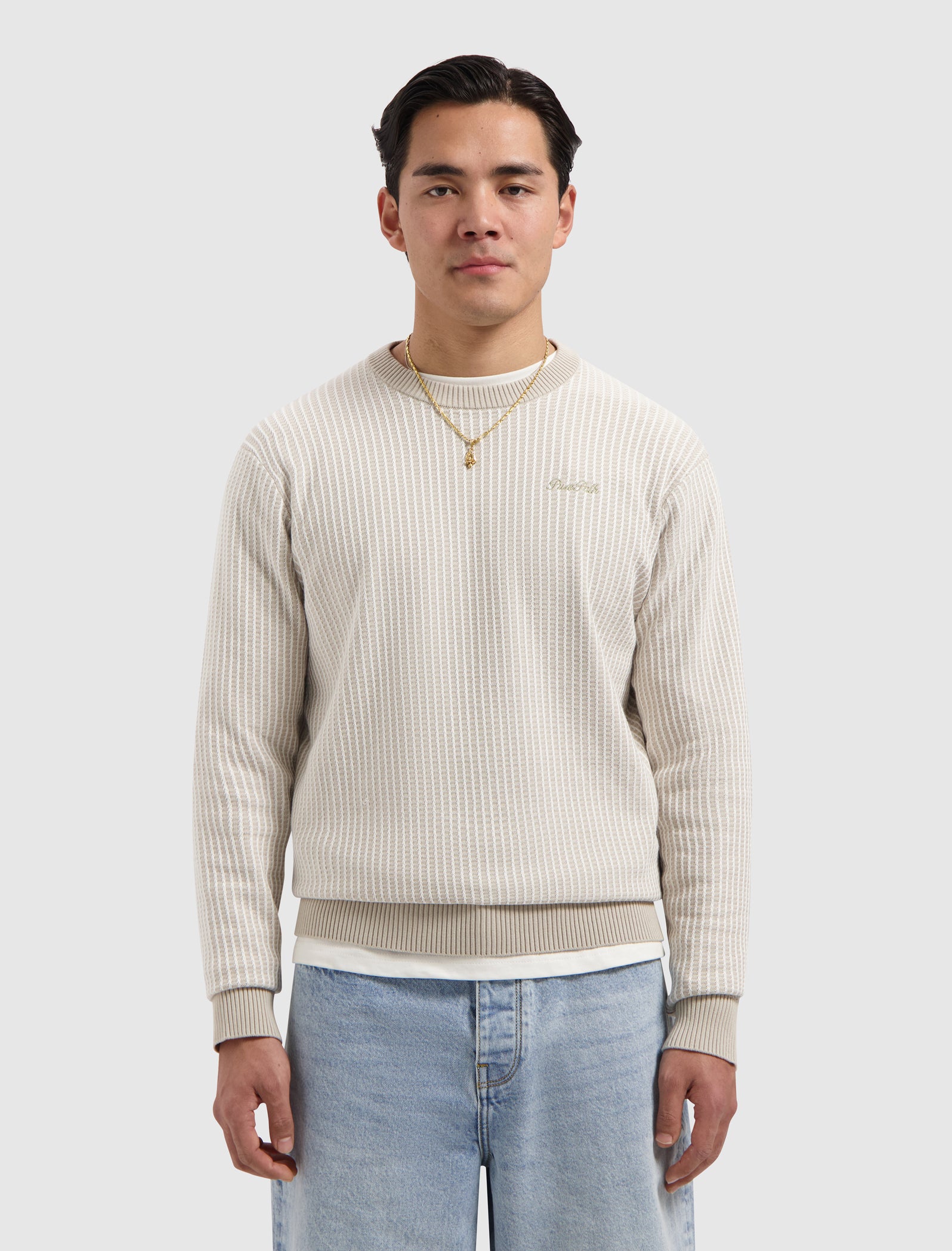 Ladder Stitch Knit Sweater | Sand