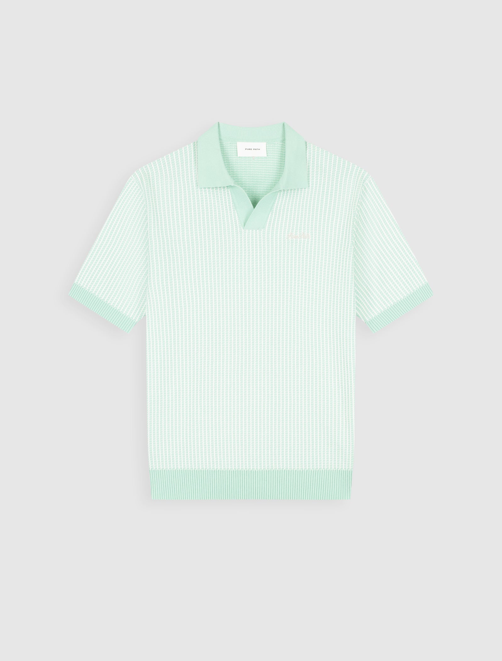 Ladder Stitch Knit Polo | Mint