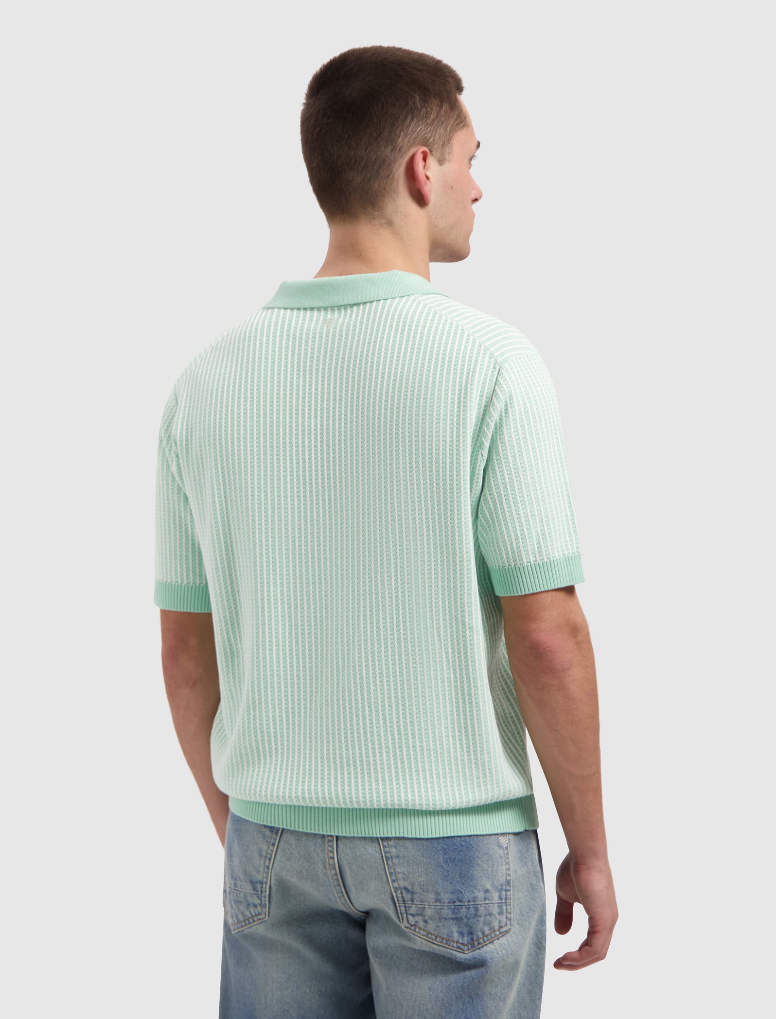 Ladder Stitch Knit Polo | Mint