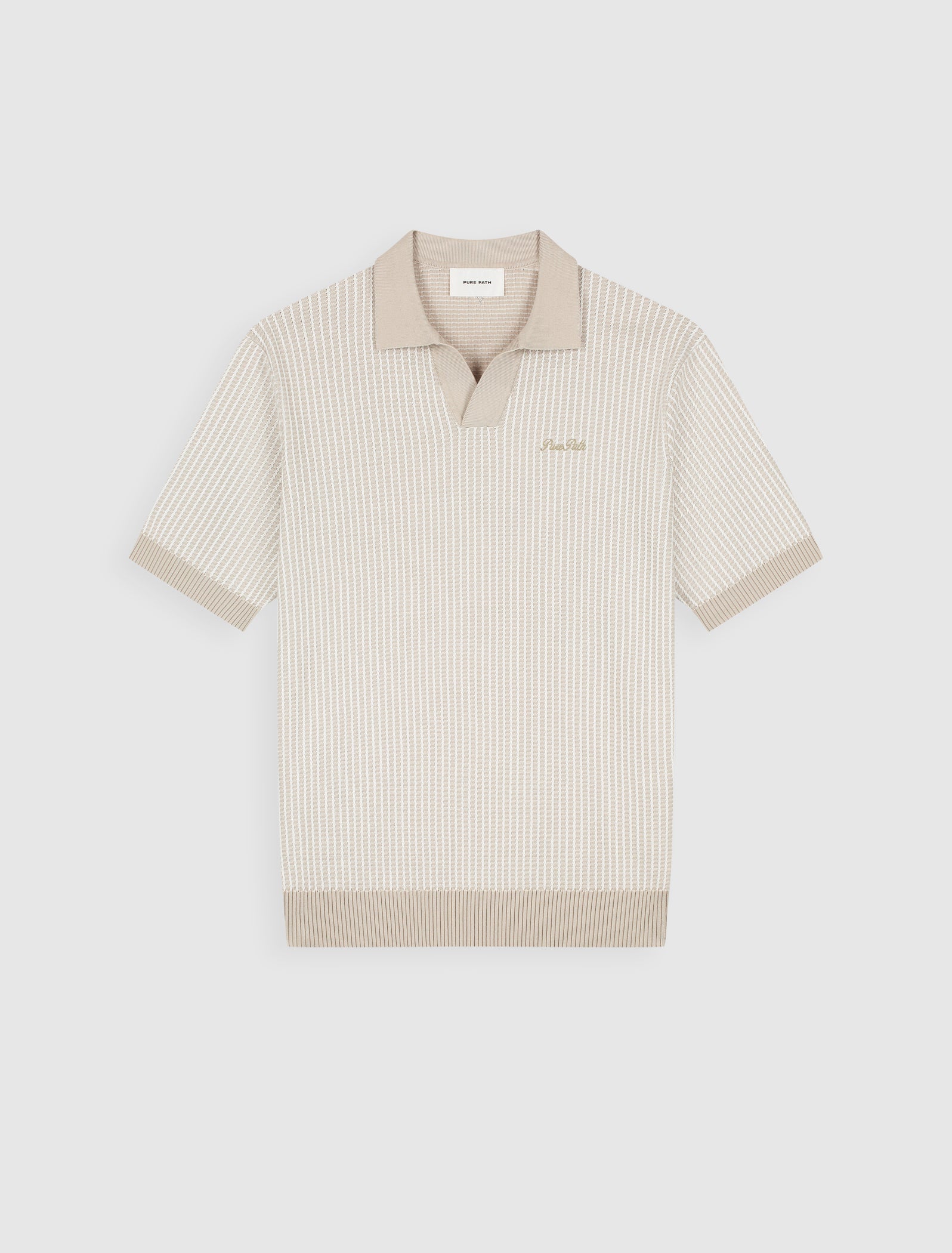 Ladder Stitch Knit Polo | Sand