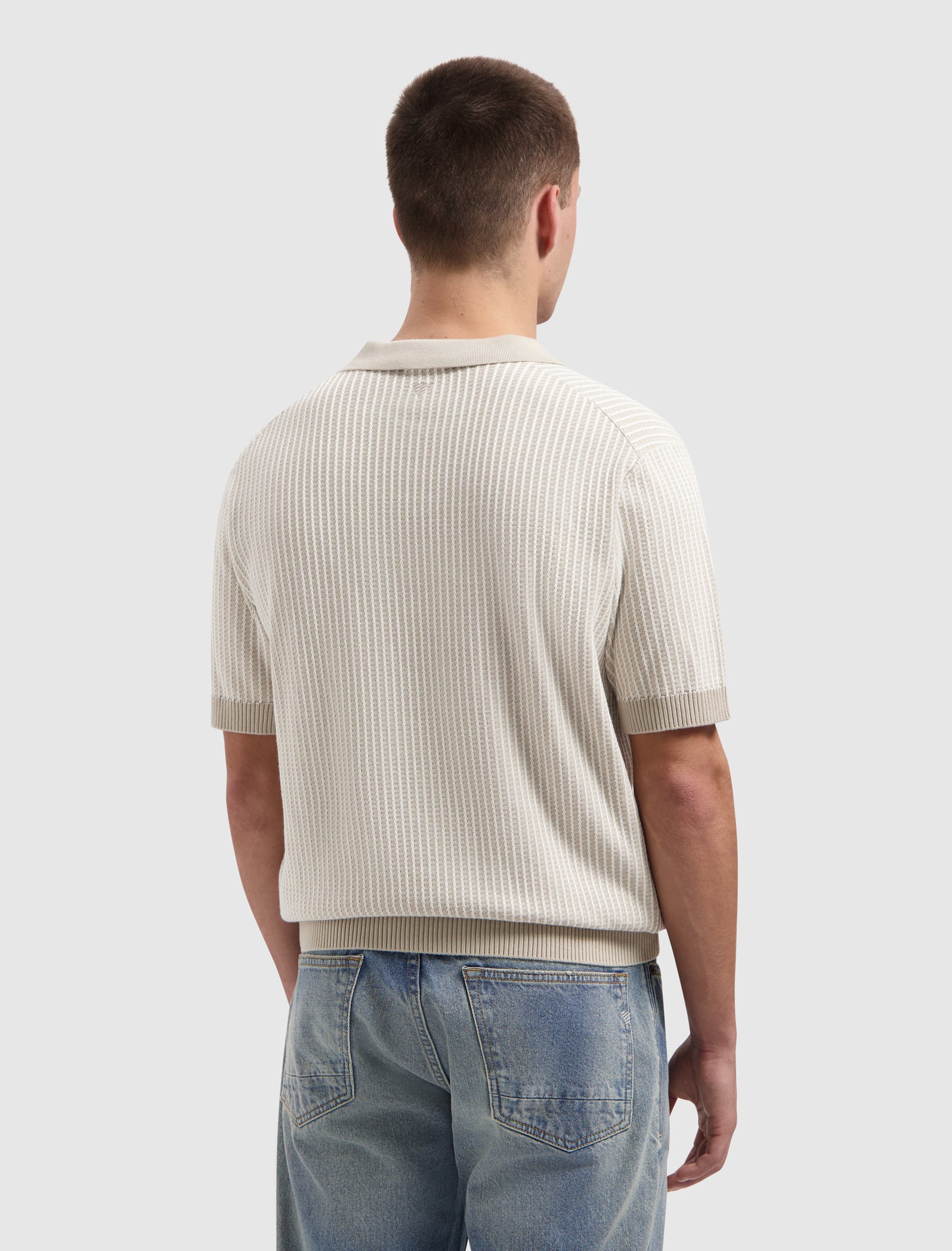 Ladder Stitch Knit Polo | Sand