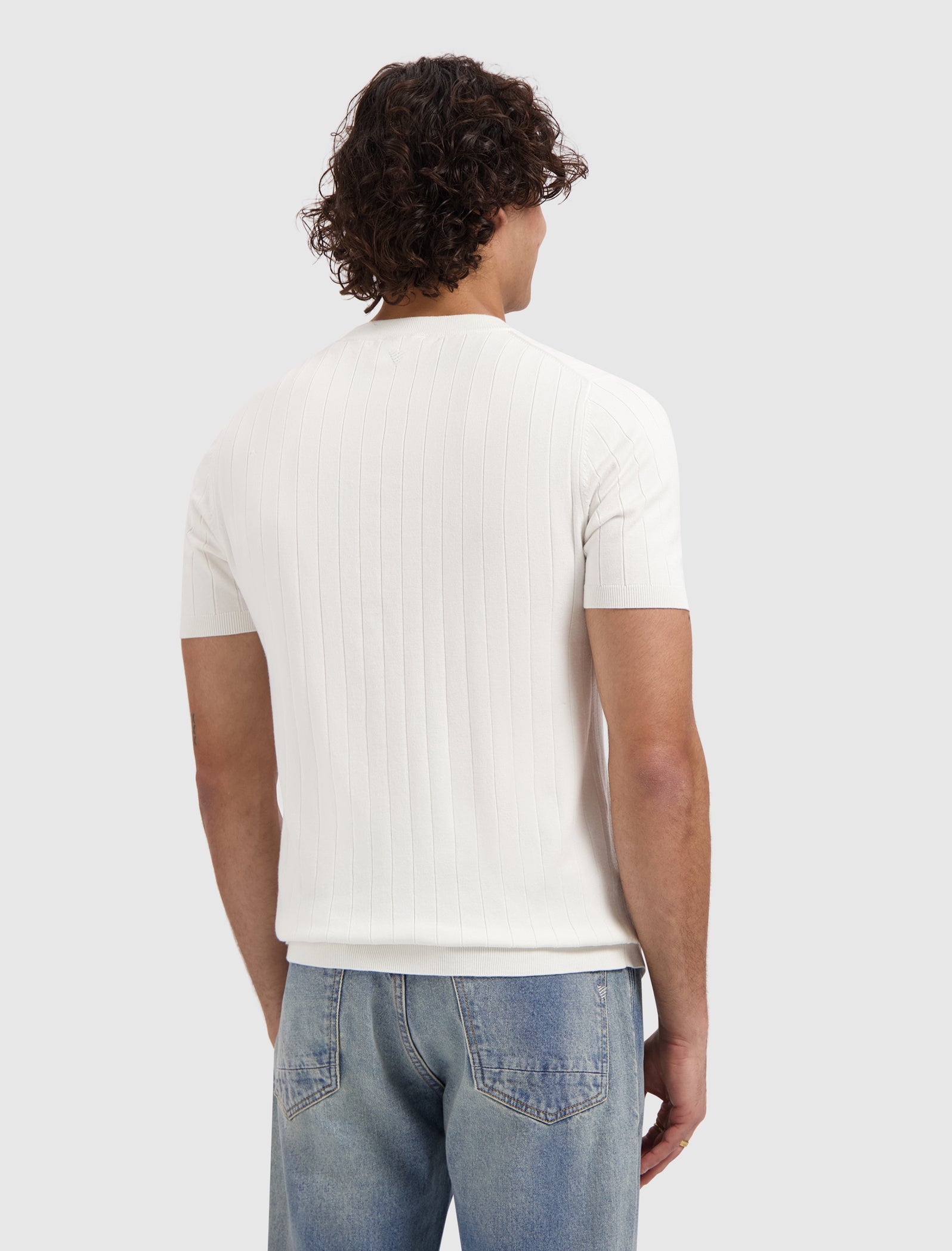 Drop-needle Knit T-shirt | Off White