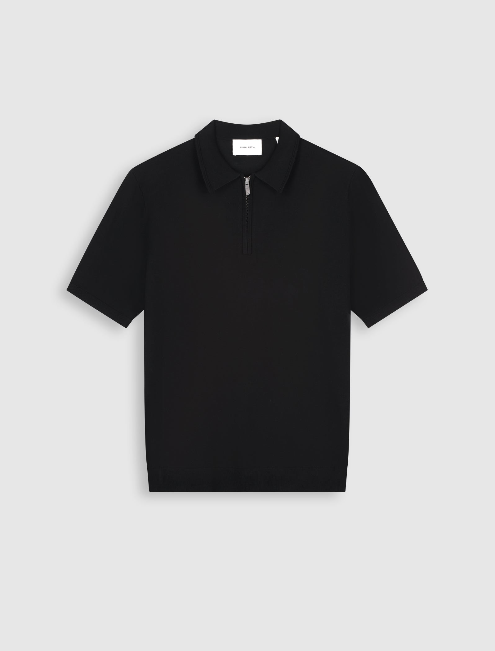 Half-zip Flat Knit Polo | Black