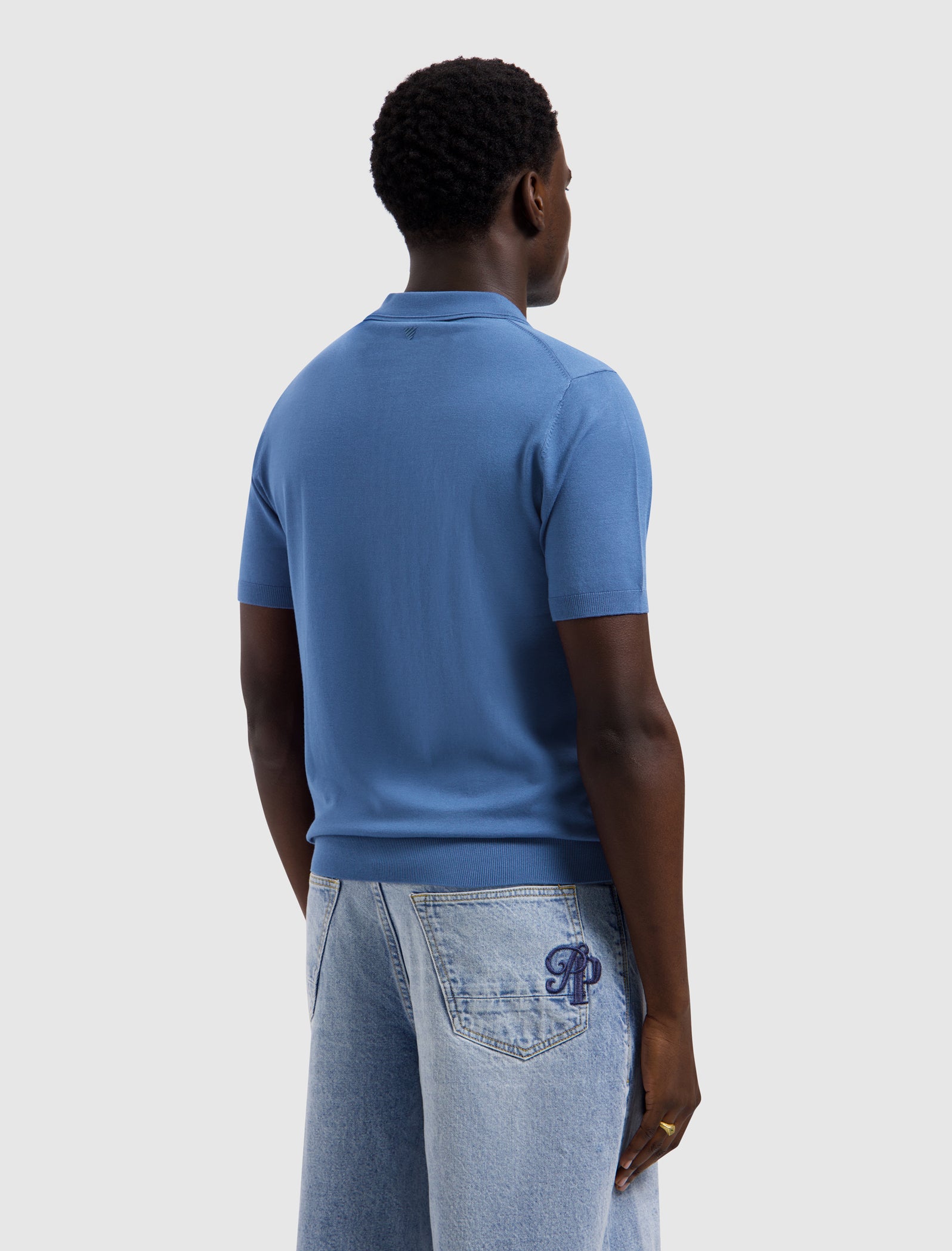 Half-zip Flat Knit Polo | Faded Cobalt