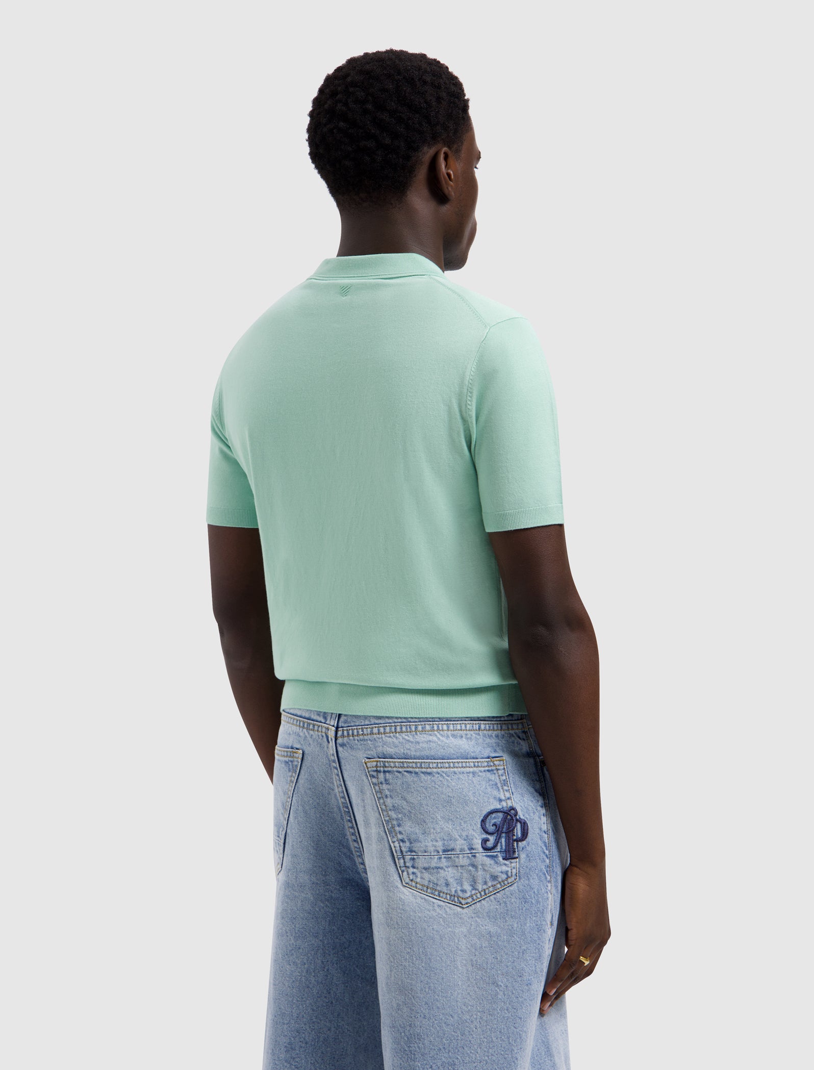 Half-zip Flat Knit Polo | Mint