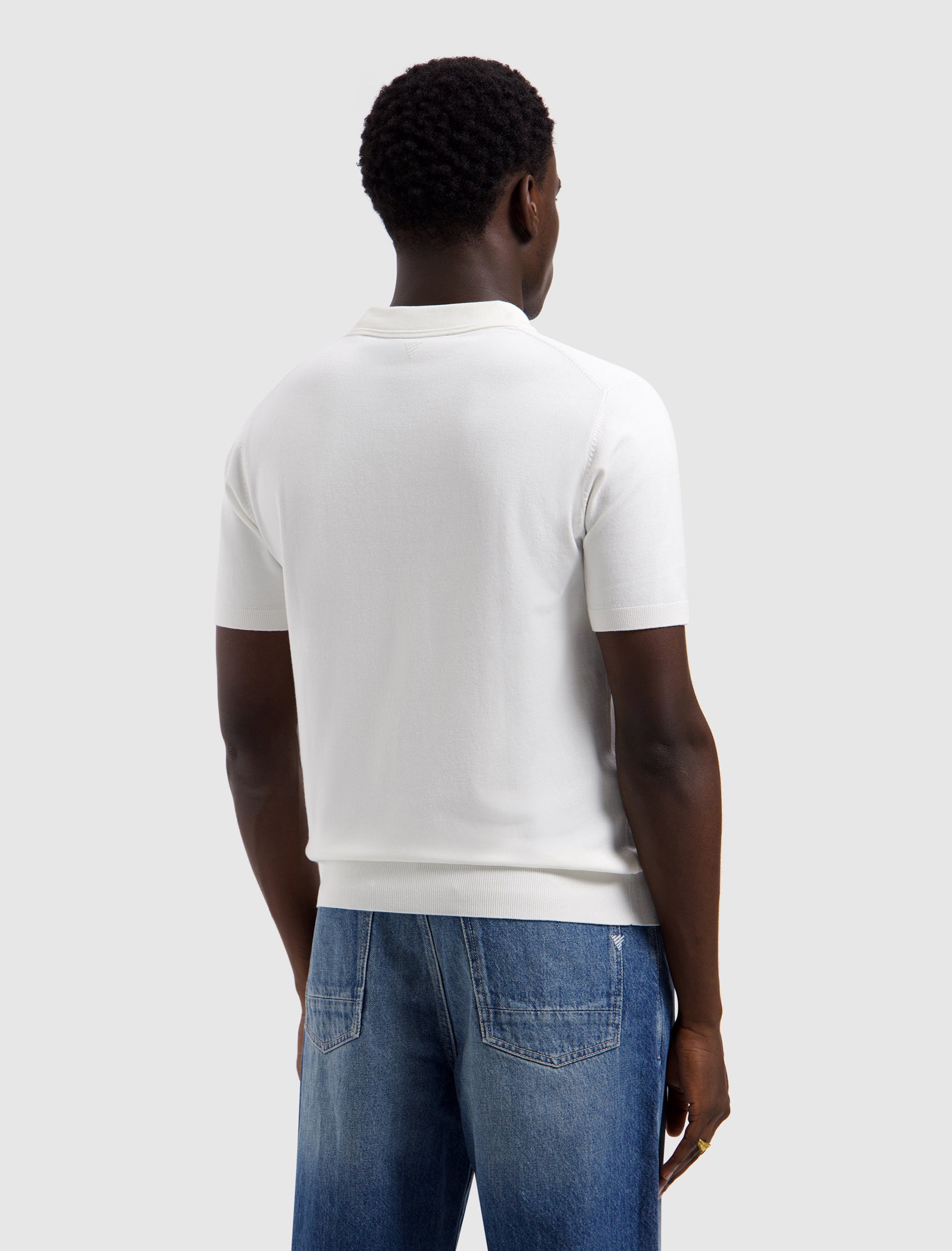 Half-zip Flat Knit Polo | Off White