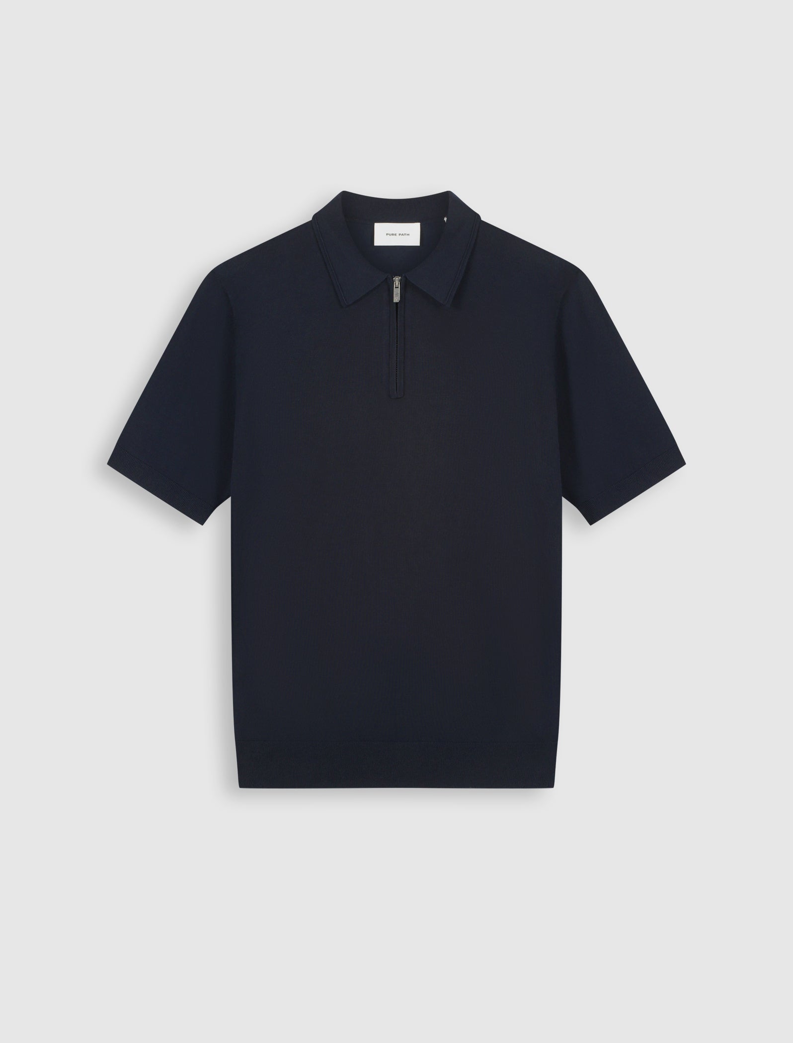 Half-zip Flat Knit Polo | Dark Navy