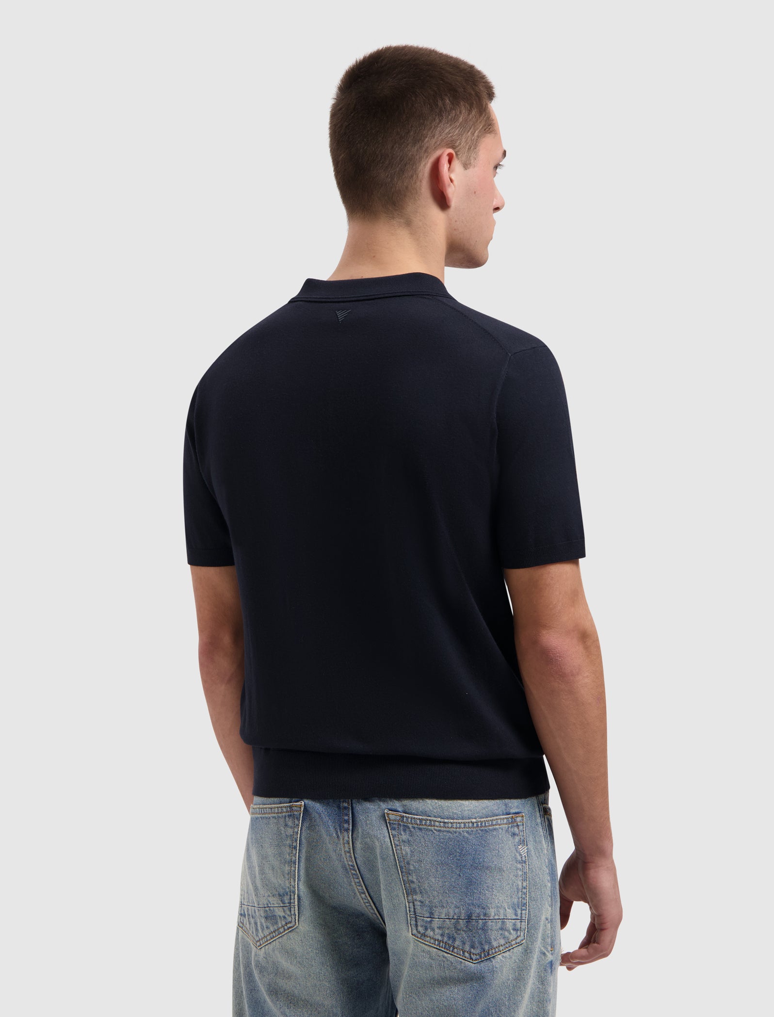 Half-zip Flat Knit Polo | Dark Navy