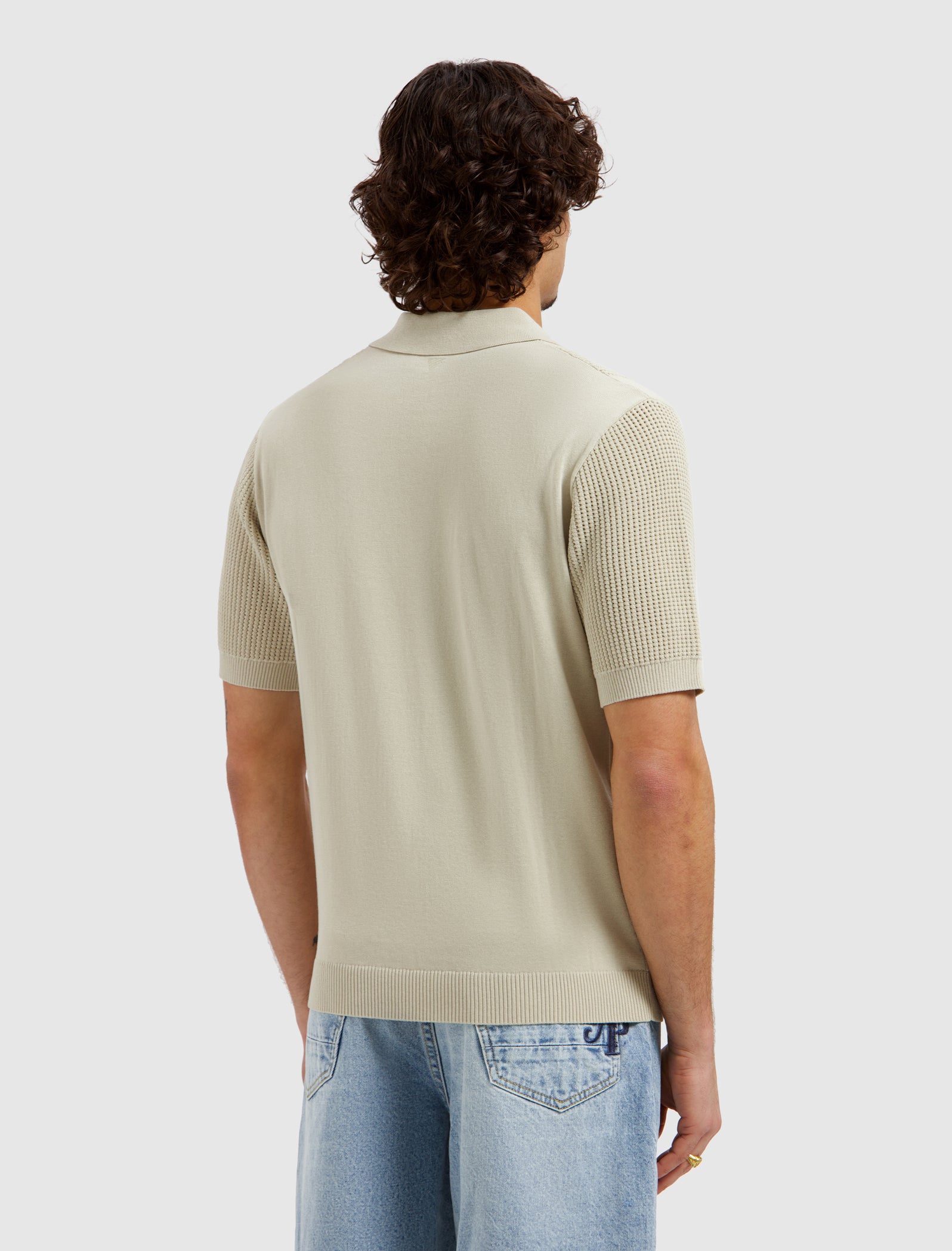 Emblem Open Knit Polo | Sand