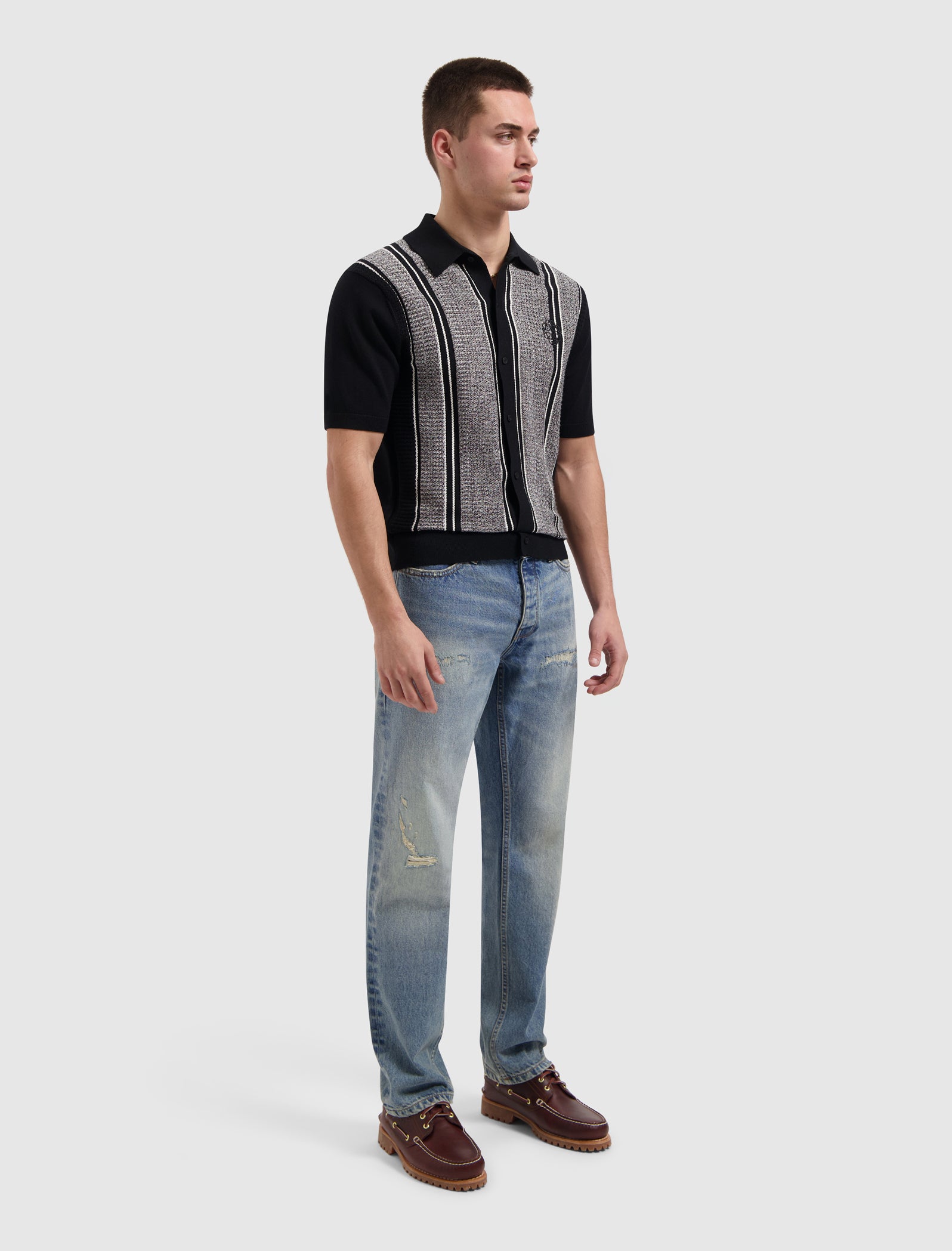 Ripley Jacquard Knit Shirt | Black