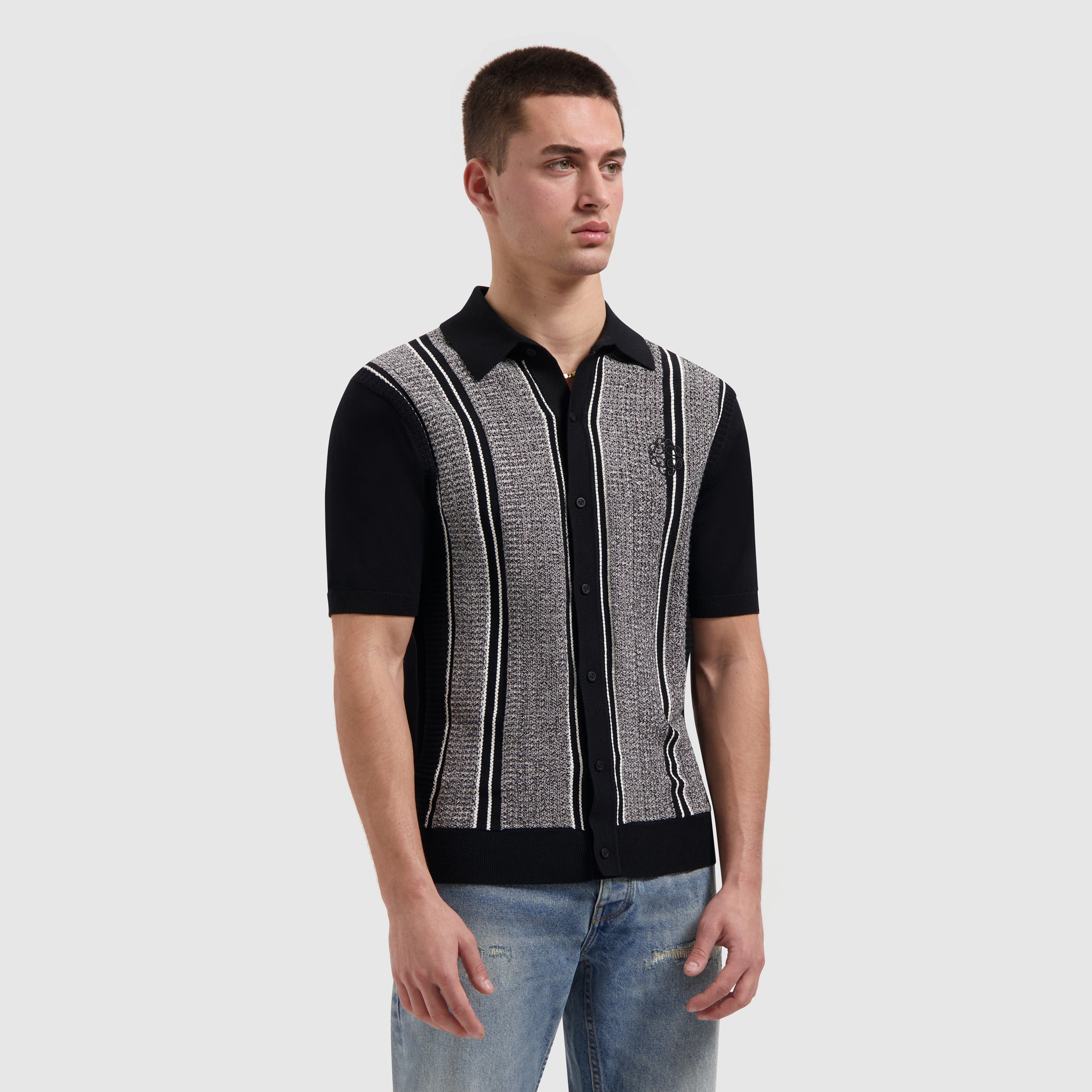 Ripley Jacquard Knit Shirt | Black