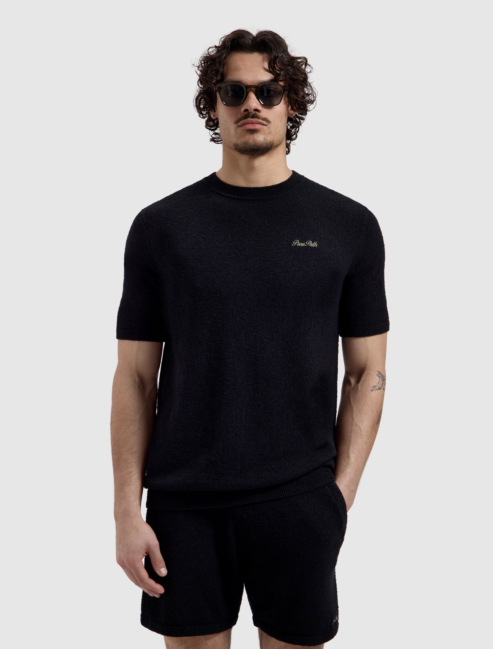 Bouclé Knit T-shirt | Black