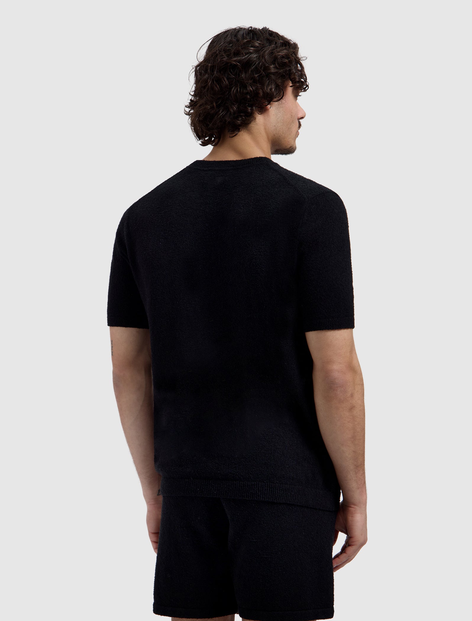 Bouclé Knit T-shirt | Black