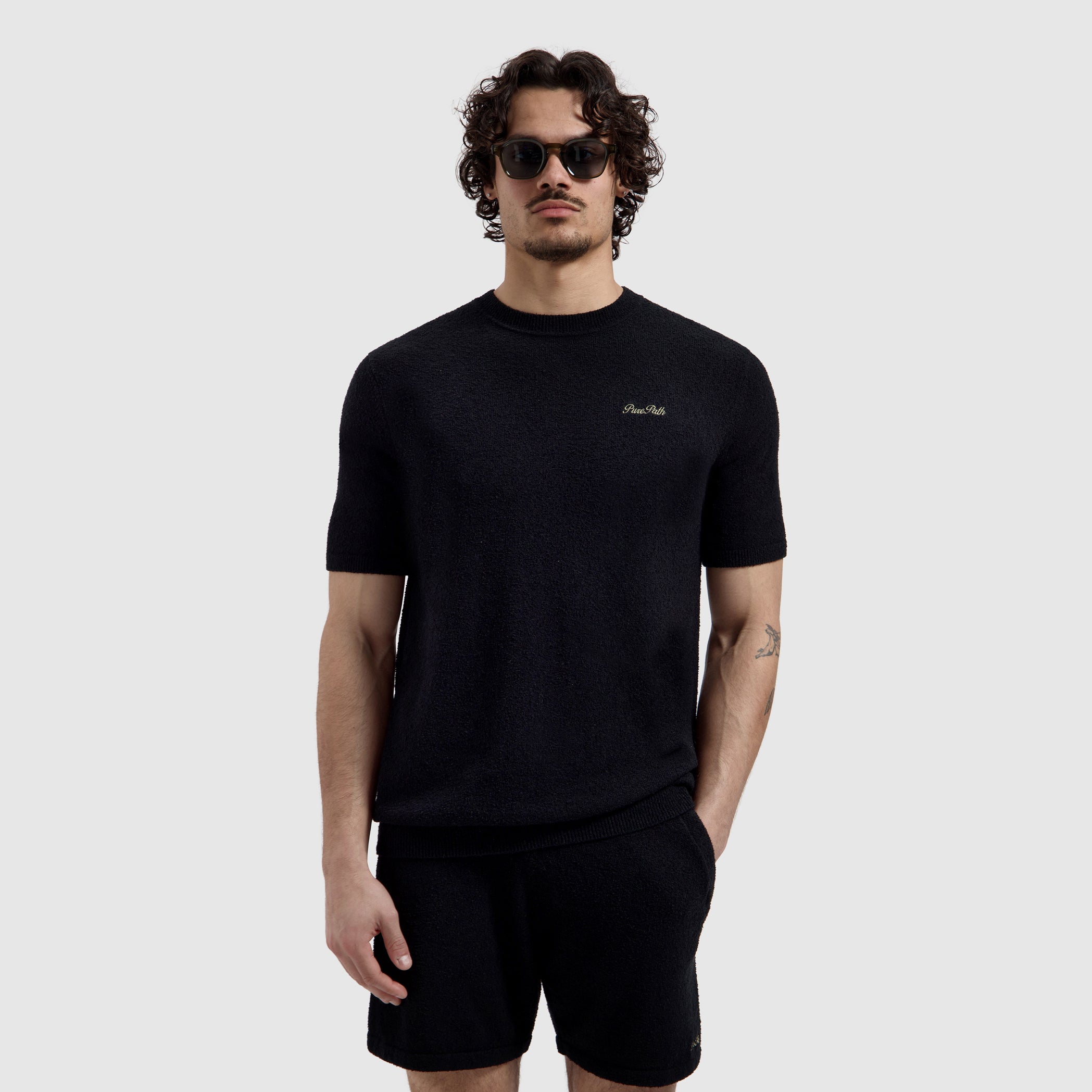 Bouclé Knit T-shirt | Black