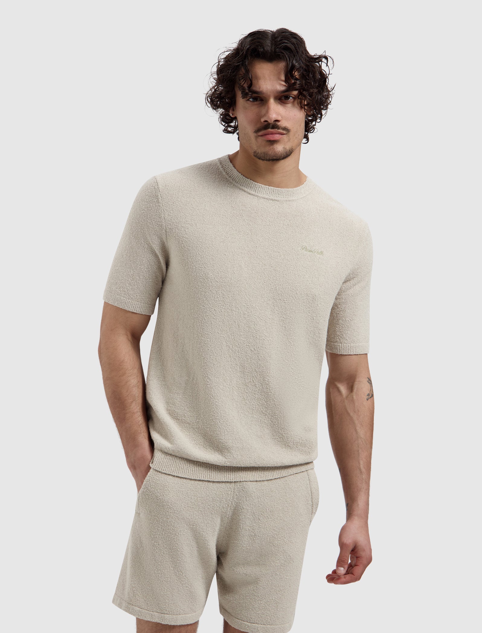 Bouclé Knit T-shirt | Sand