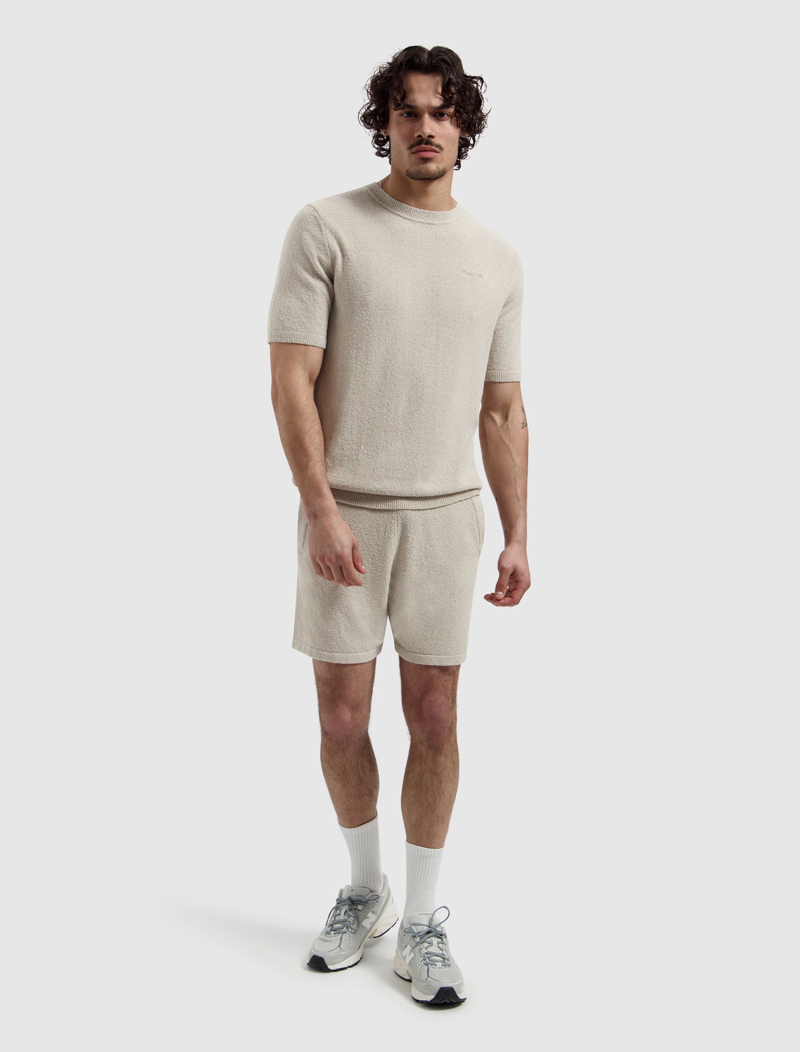 Bouclé Knit T-shirt | Sand