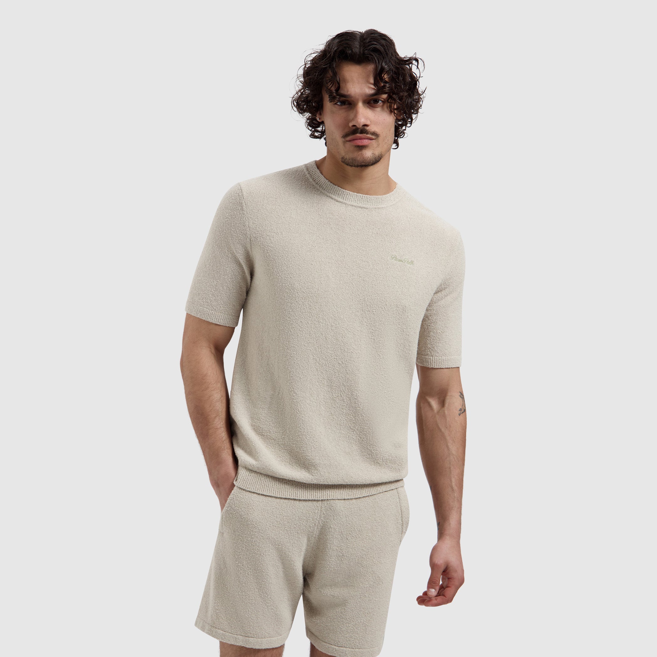 Bouclé Knit T-shirt | Sand