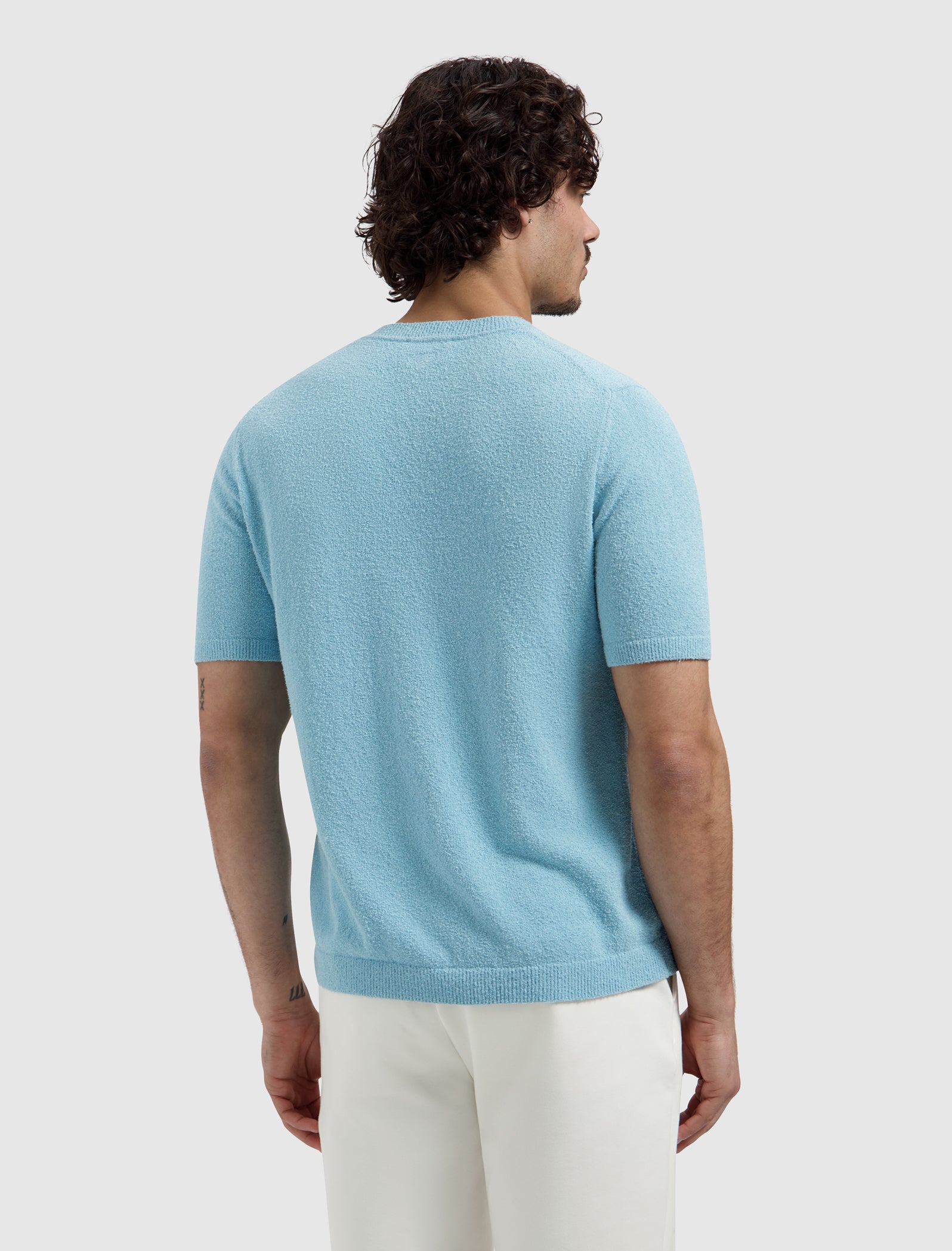 Bouclé Knit T-shirt | Sky Blue