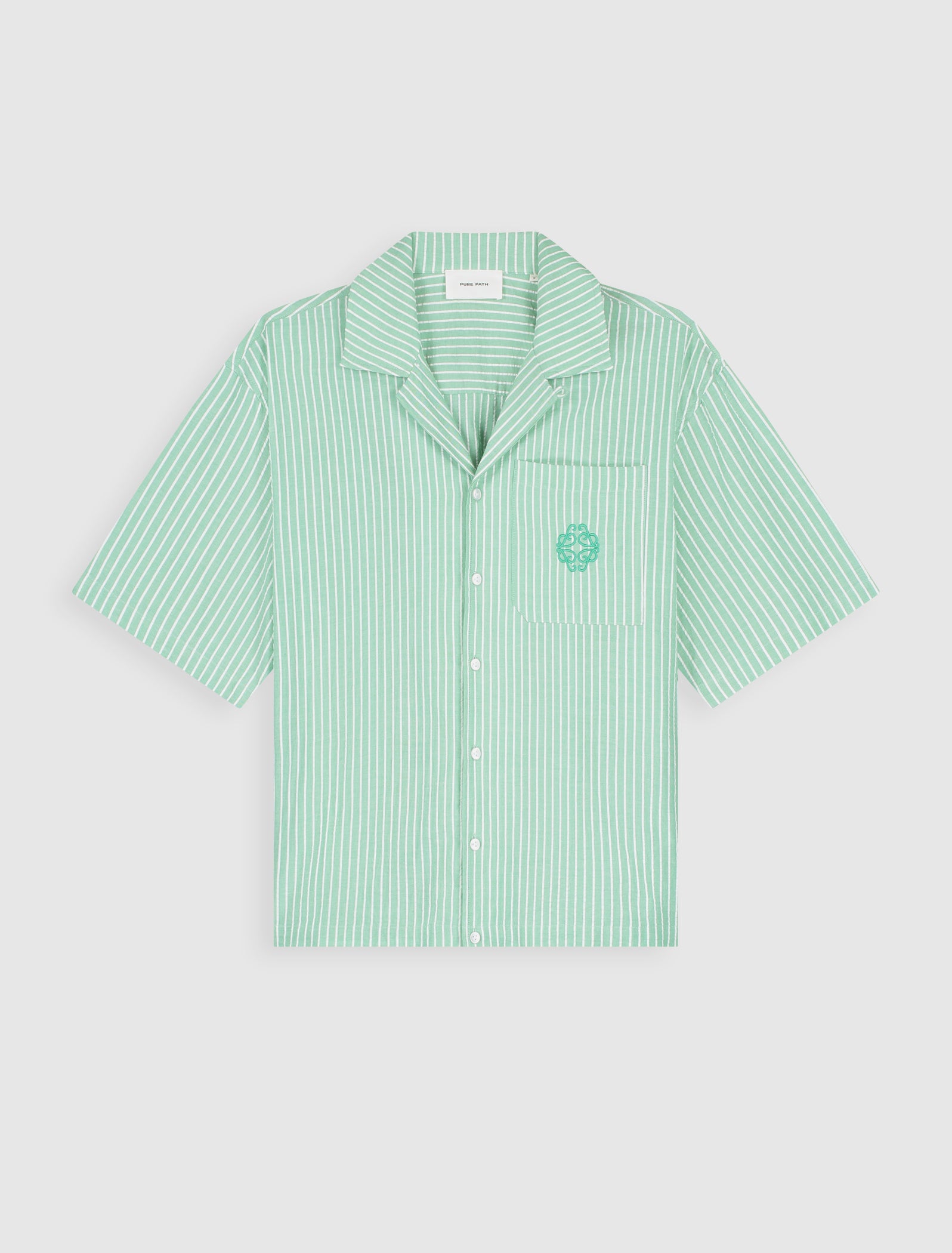 Striped Seersucker Shortsleeve Shirt | Emerald