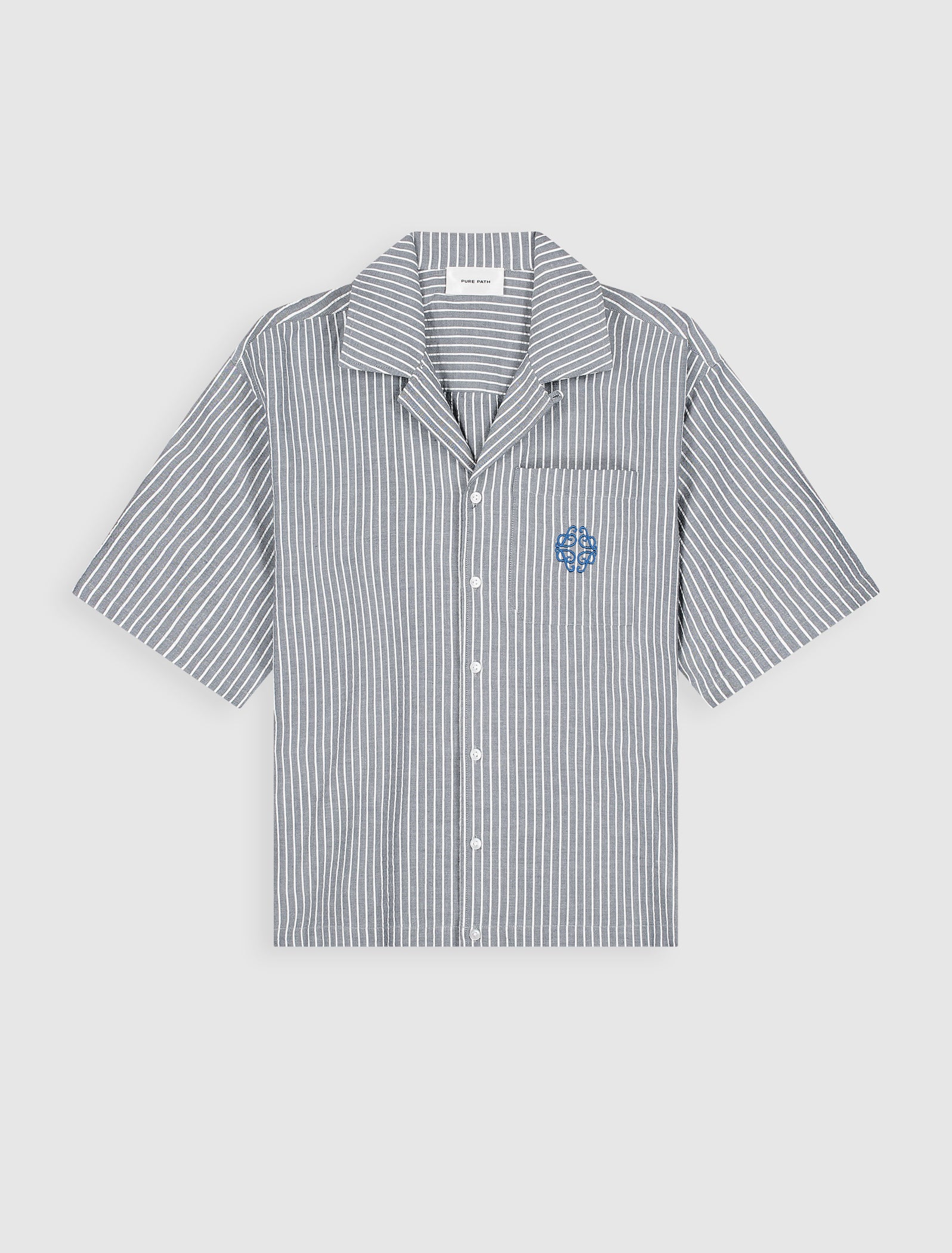 Striped Seersucker Shortsleeve Shirt | Dark Navy