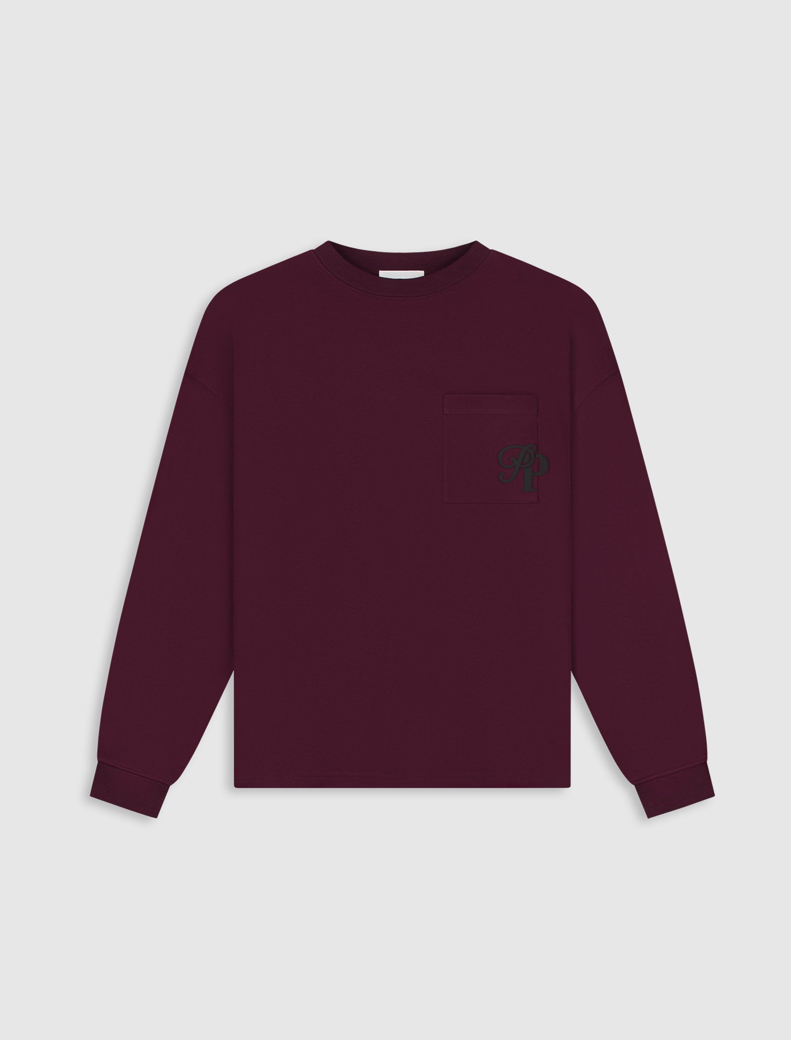 Inititials Pocket Longsleeve T-shirt | Wine Red