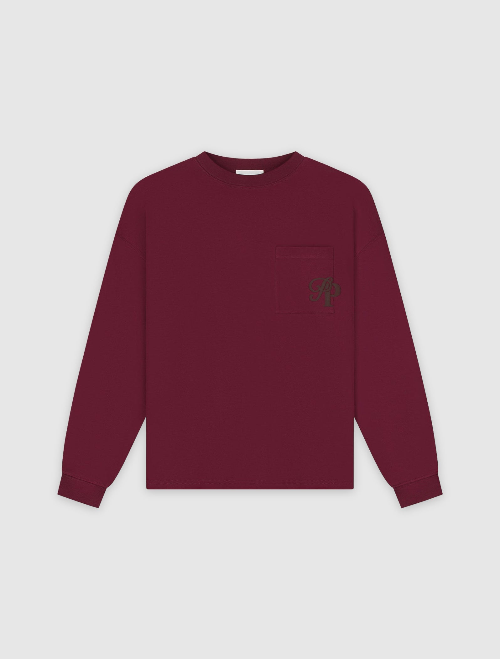 Inititials Pocket Longsleeve T-shirt | Wine Red