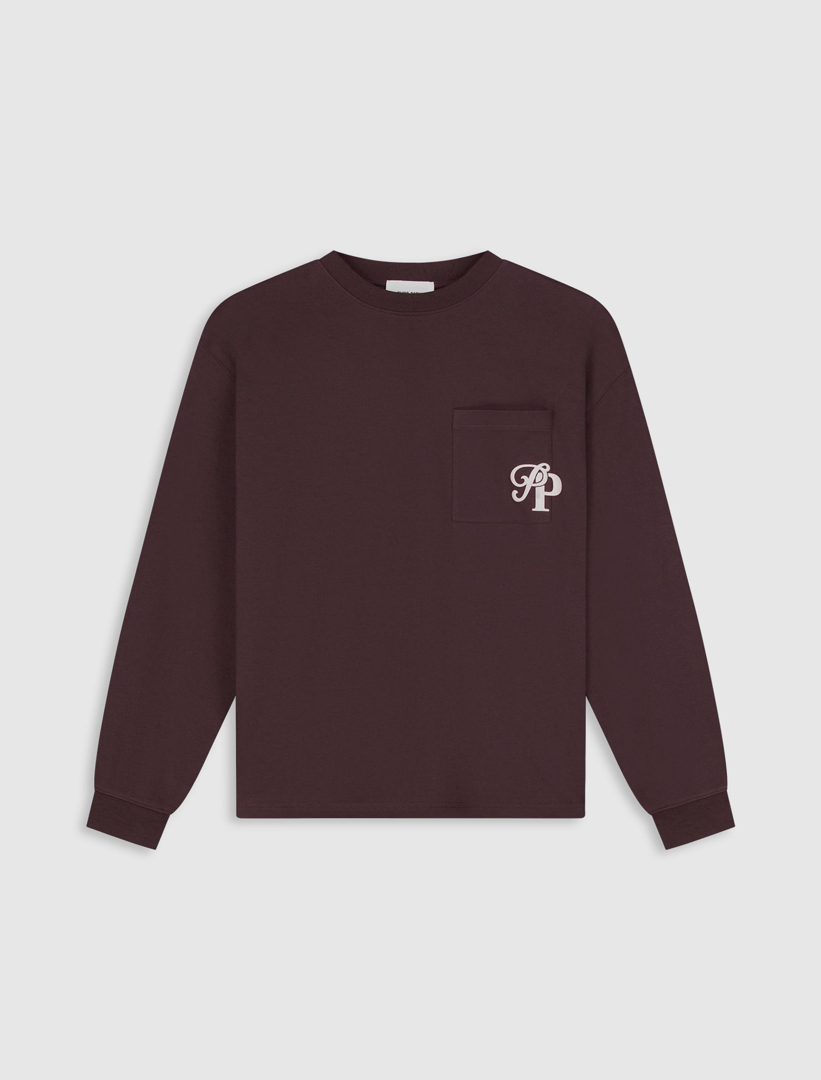 Inititials Pocket Longsleeve T-shirt | Dark Brown