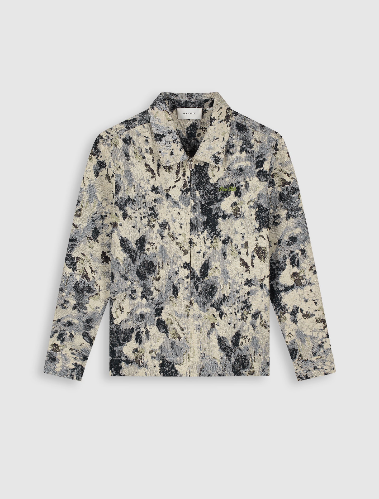Jacquard Flower Full-zip Overshirt | Ecru