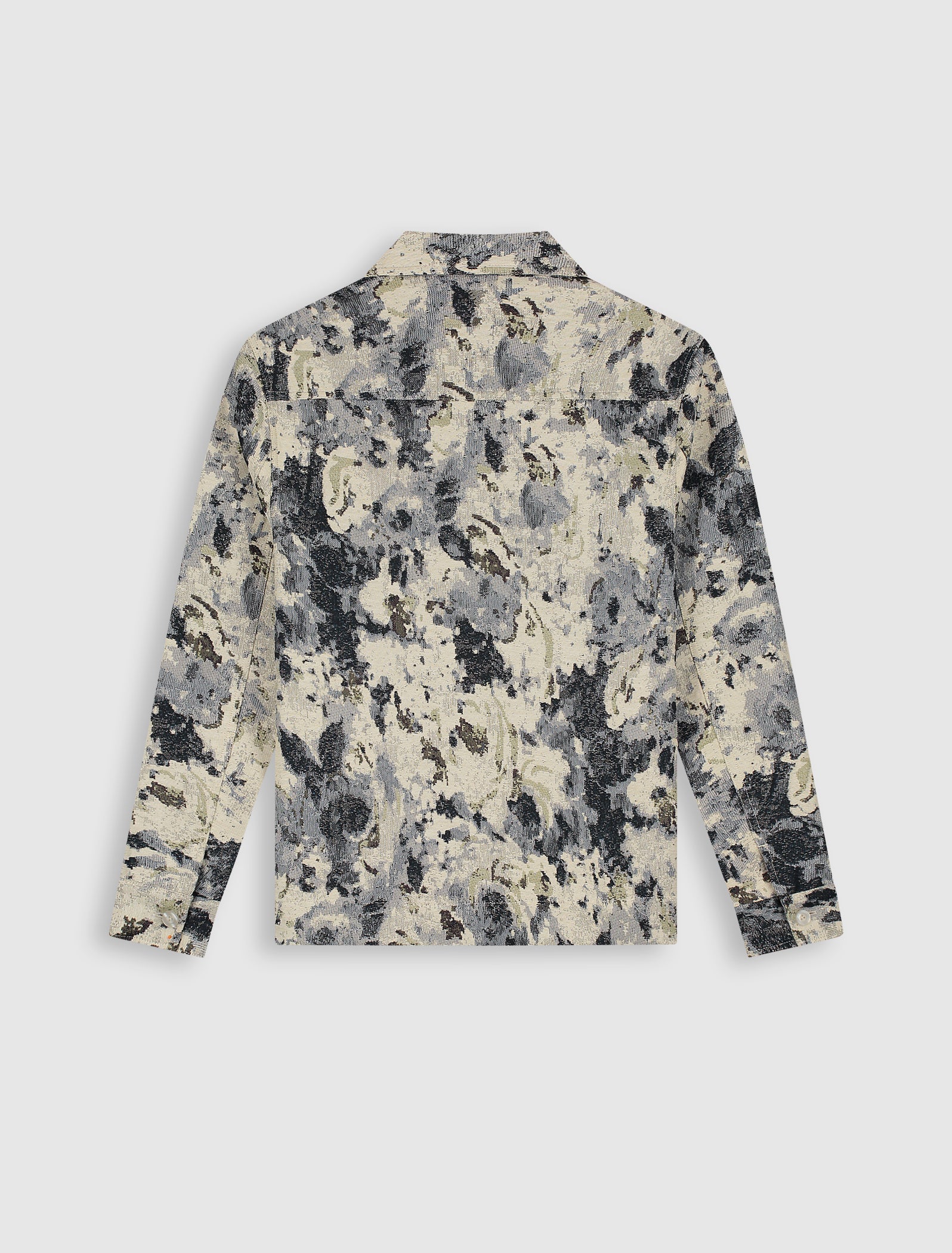 Jacquard Flower Full-zip Overshirt | Ecru