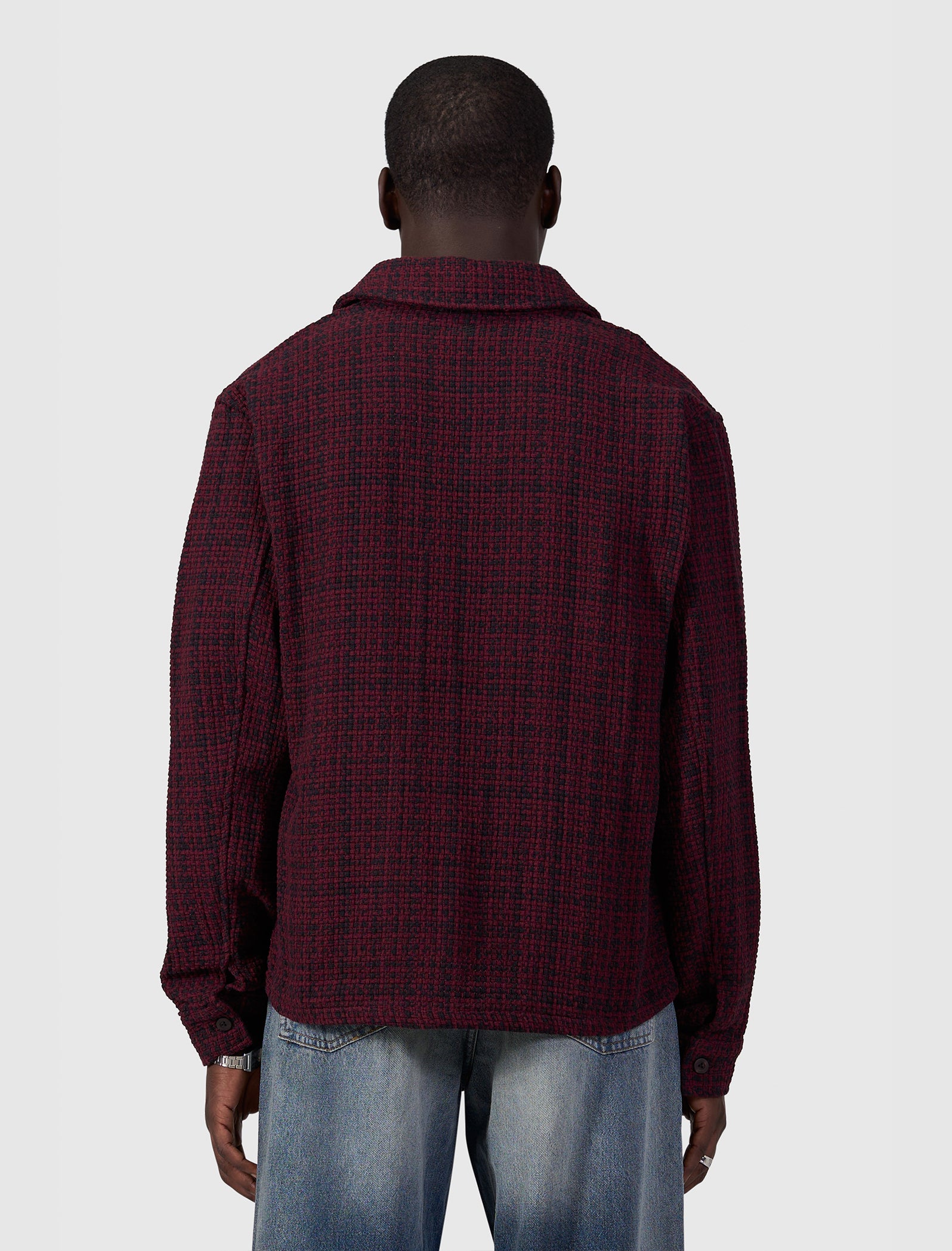 Structured Checked Overshirt | Black