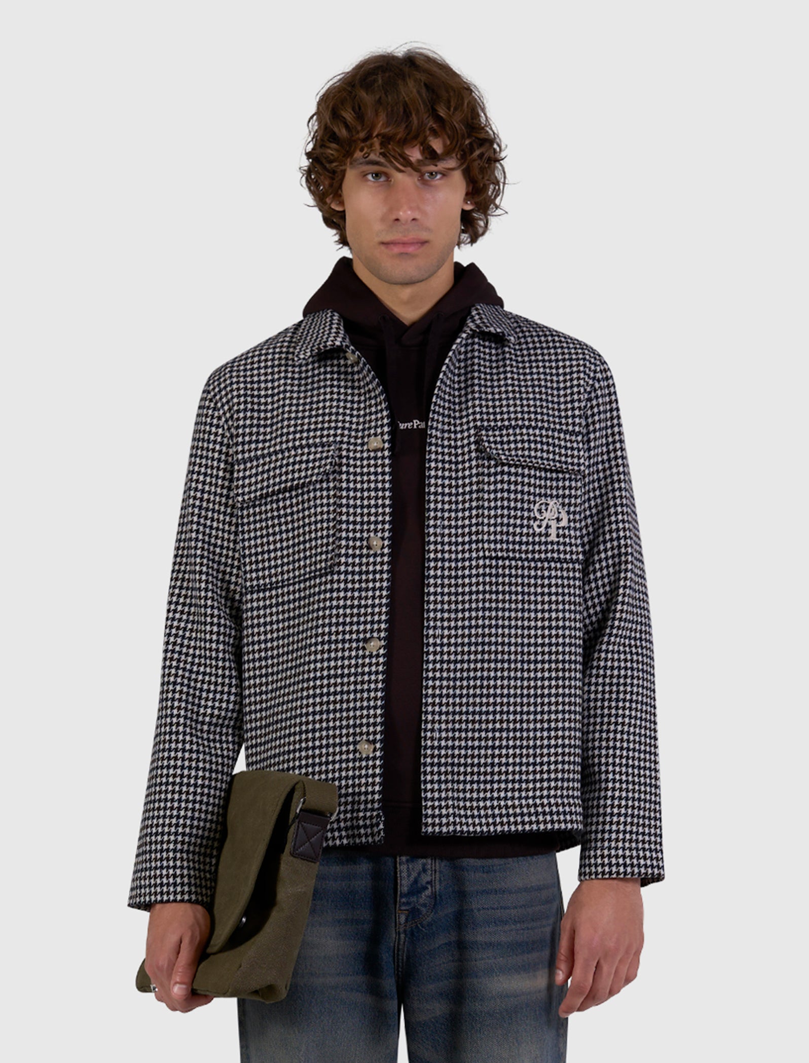 Houndstooth Overshirt | Ecru