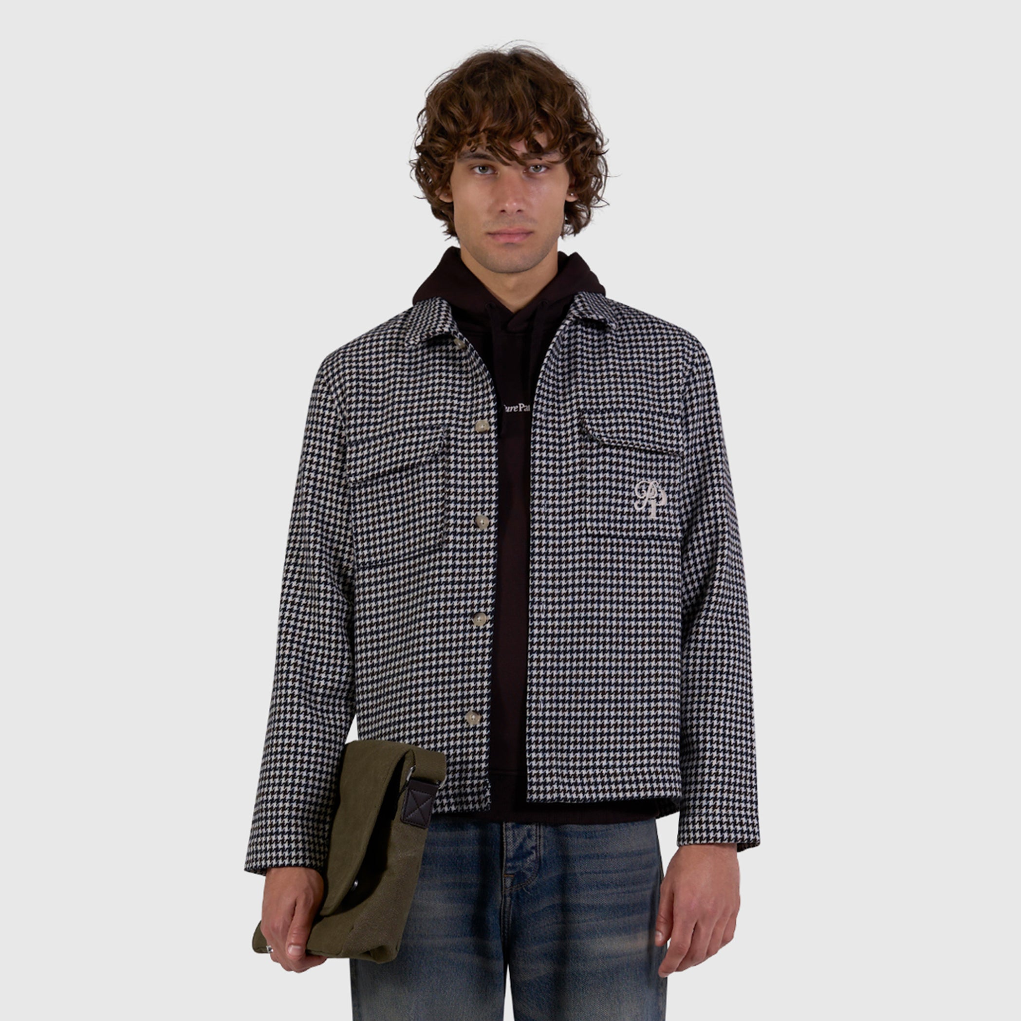 Houndstooth Overshirt | Ecru