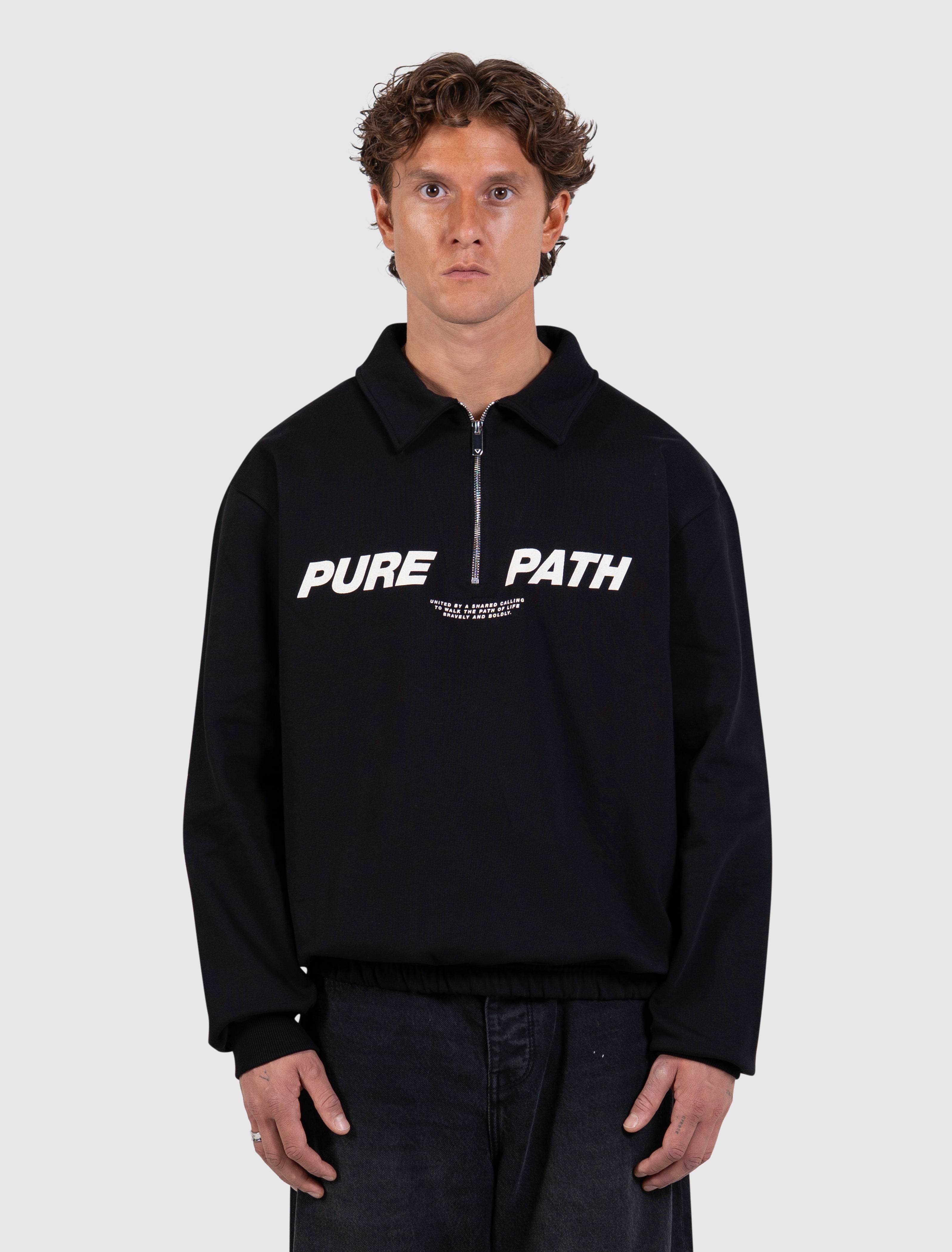 Half-zip Polo Sweater | Black