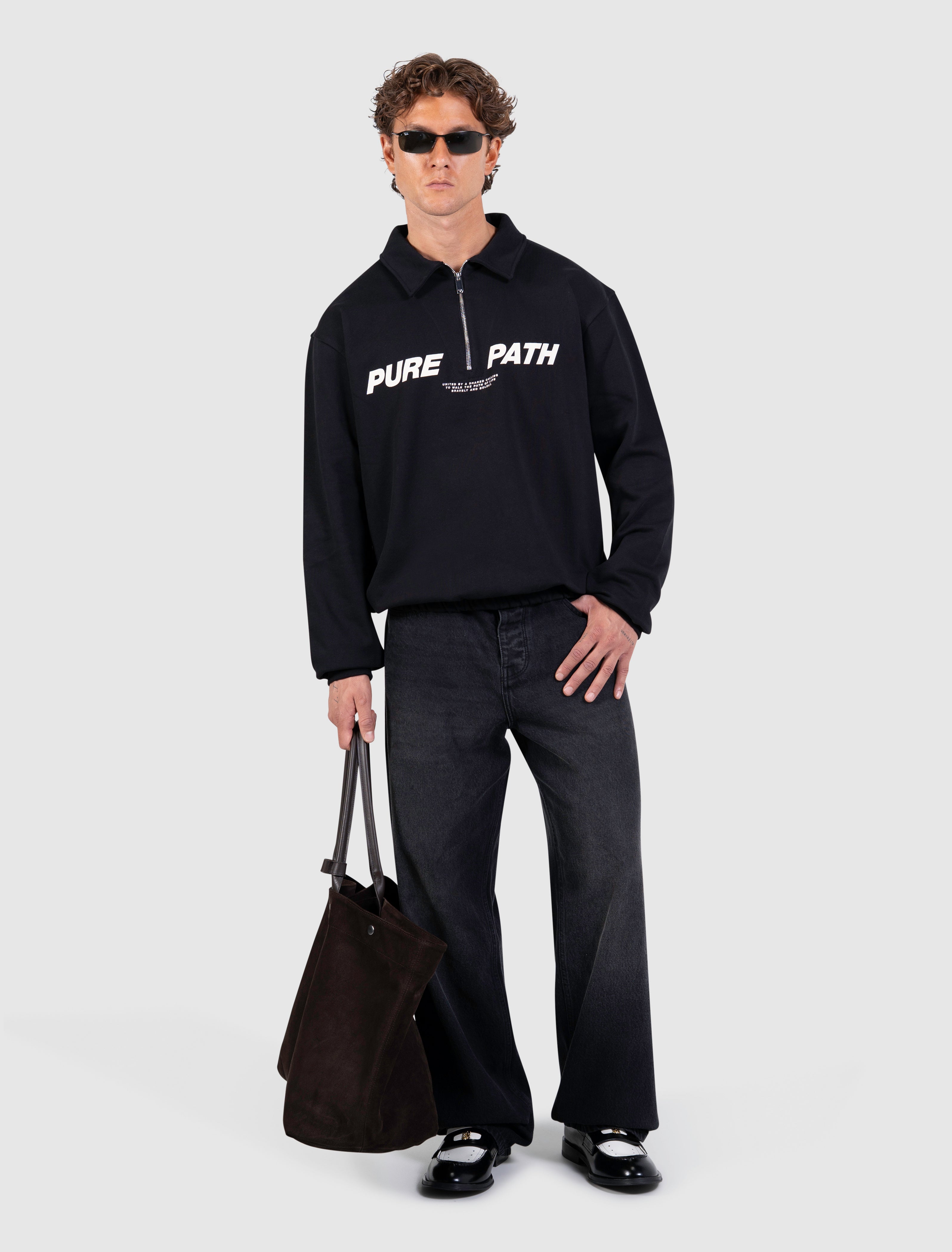 Half-zip Polo Sweater | Black
