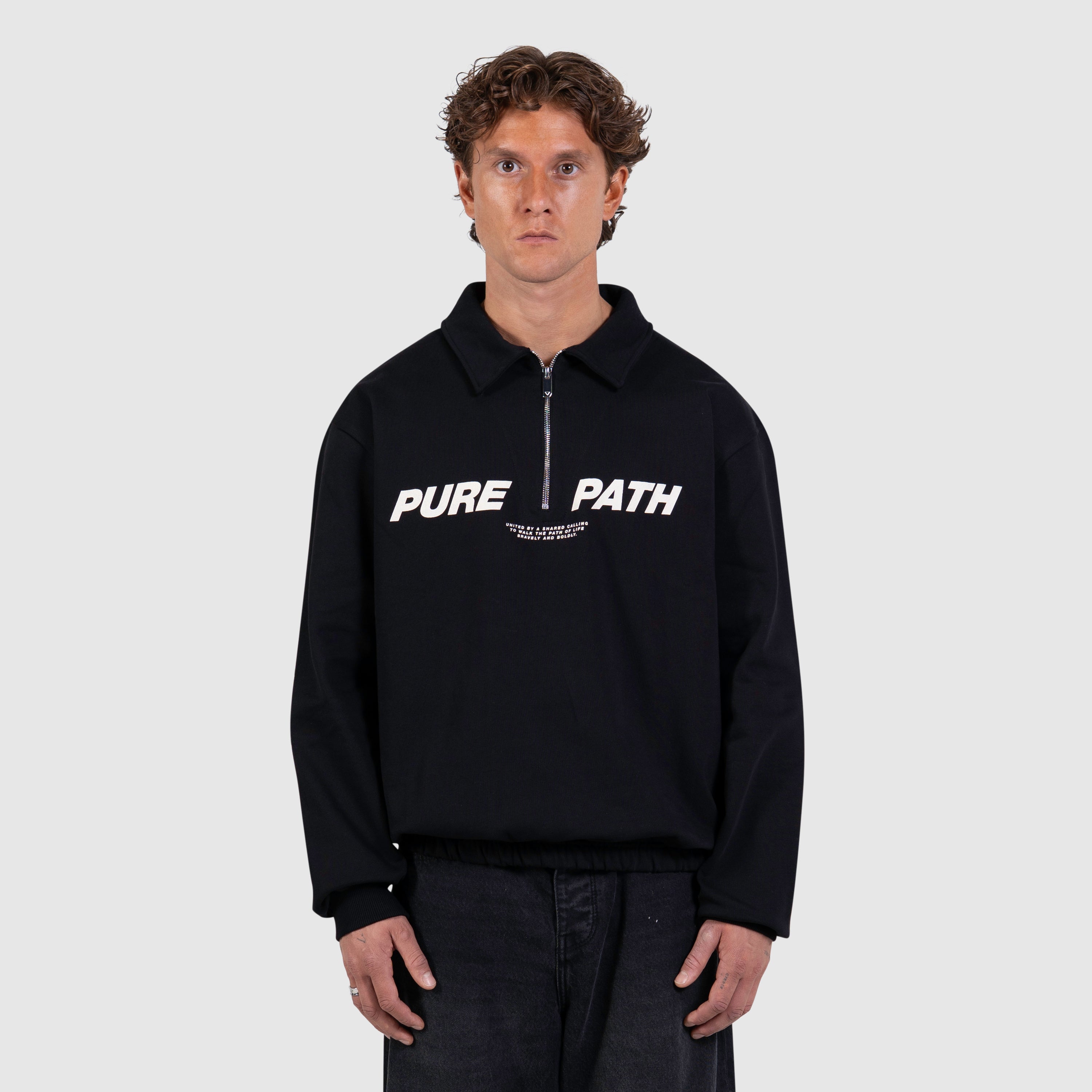 Half-zip Polo Sweater | Black