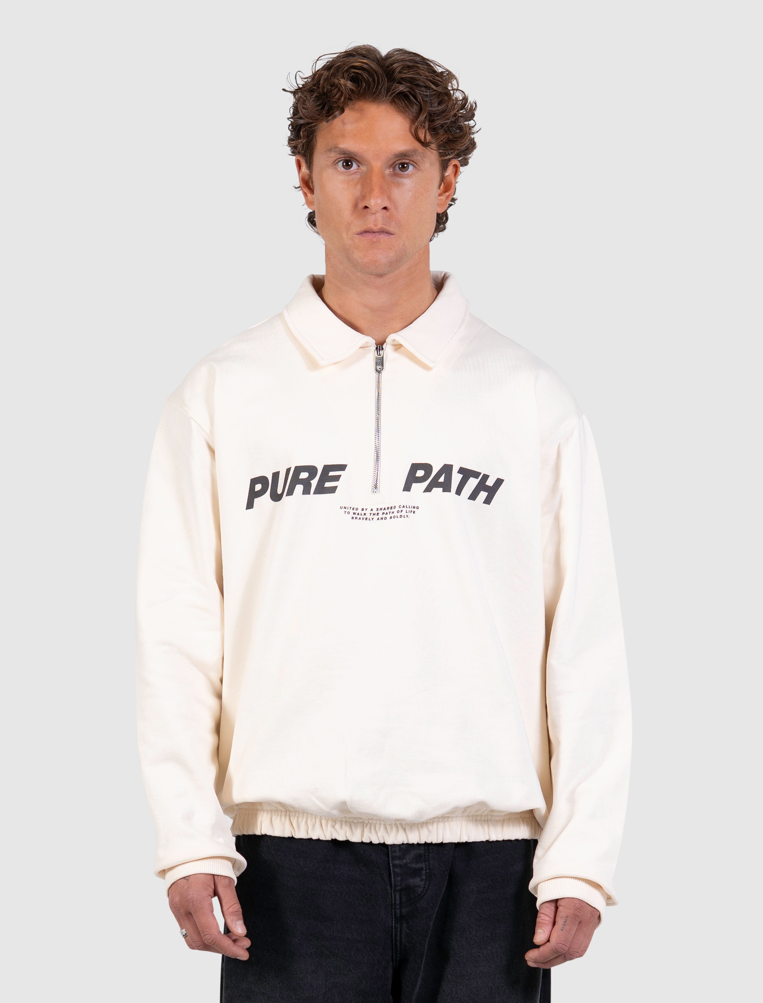 Half-zip Polo Sweater | Ecru