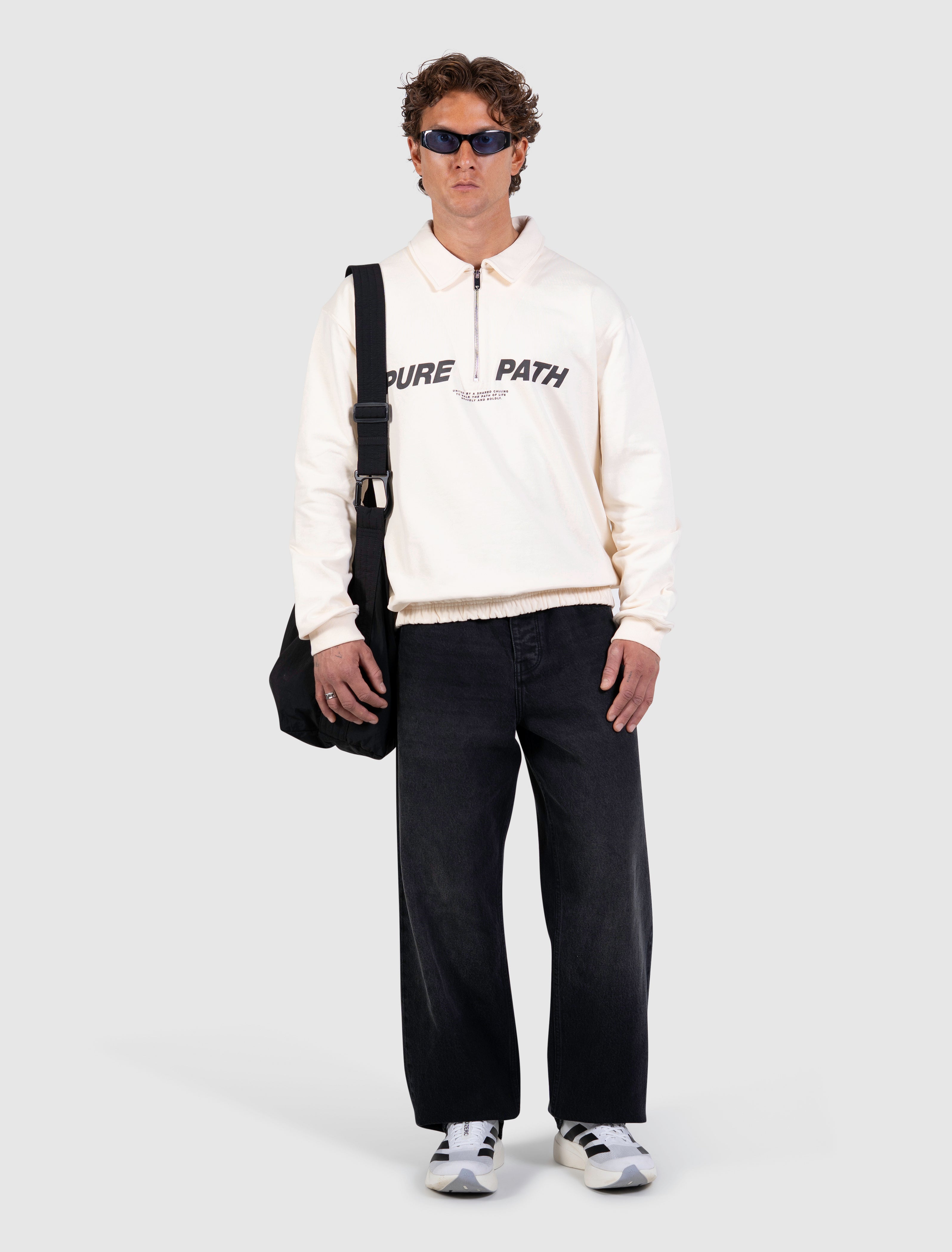 Half-zip Polo Sweater | Ecru