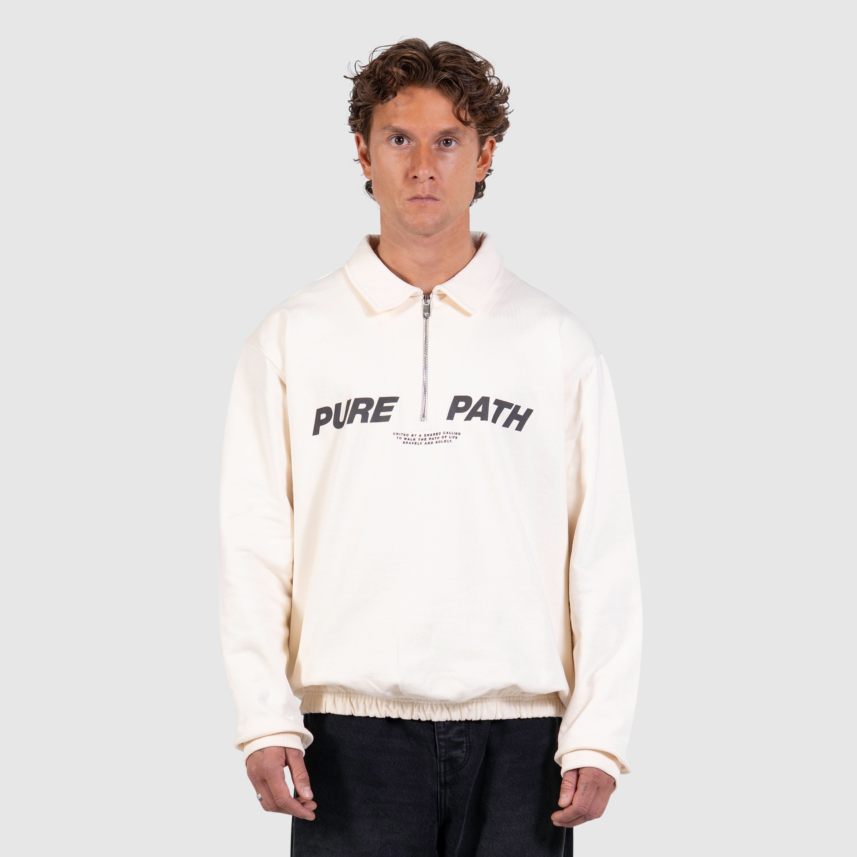 Half-zip Polo Sweater | Ecru