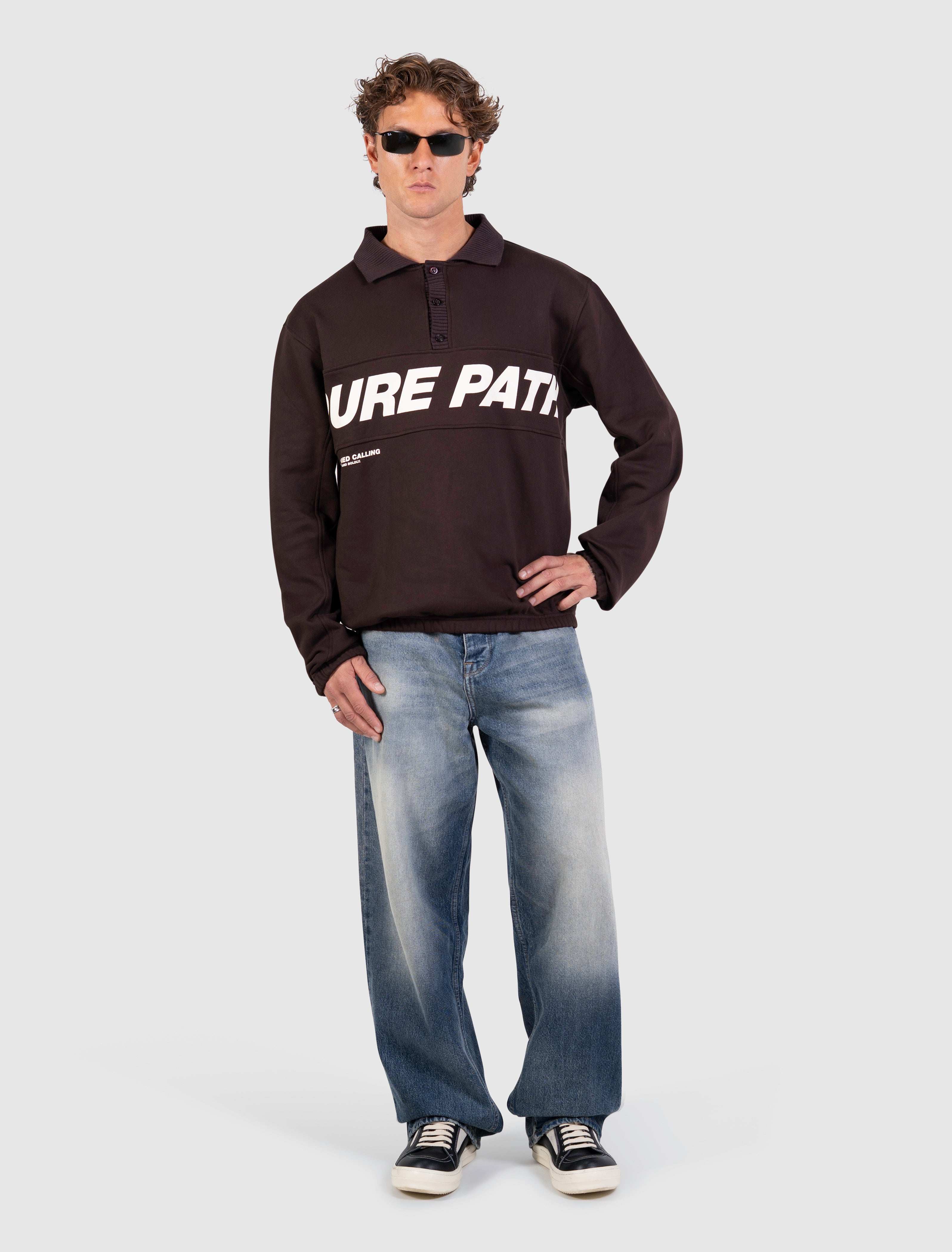 United Panel Polo Sweater | Dark Brown