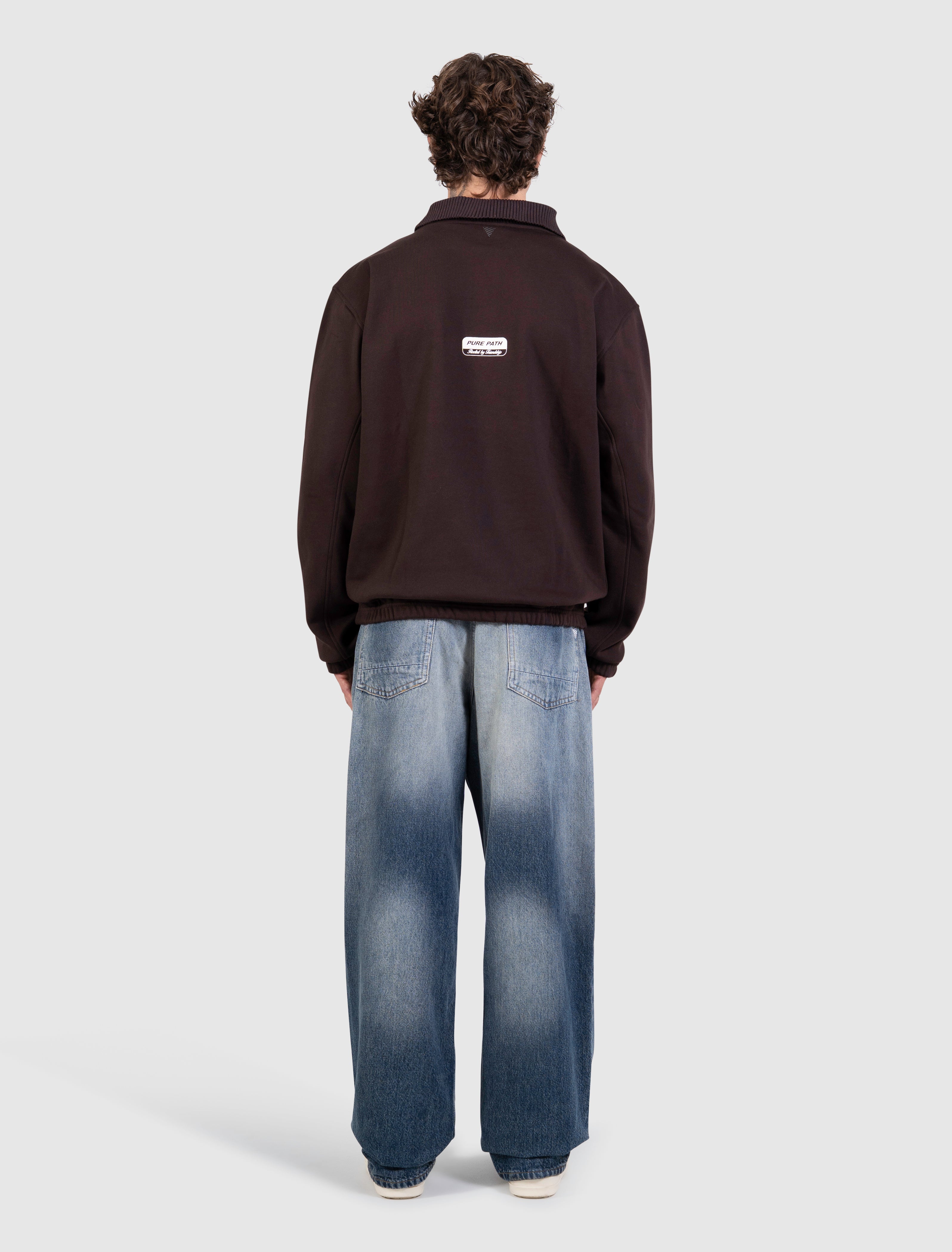 United Panel Polo Sweater | Dark Brown