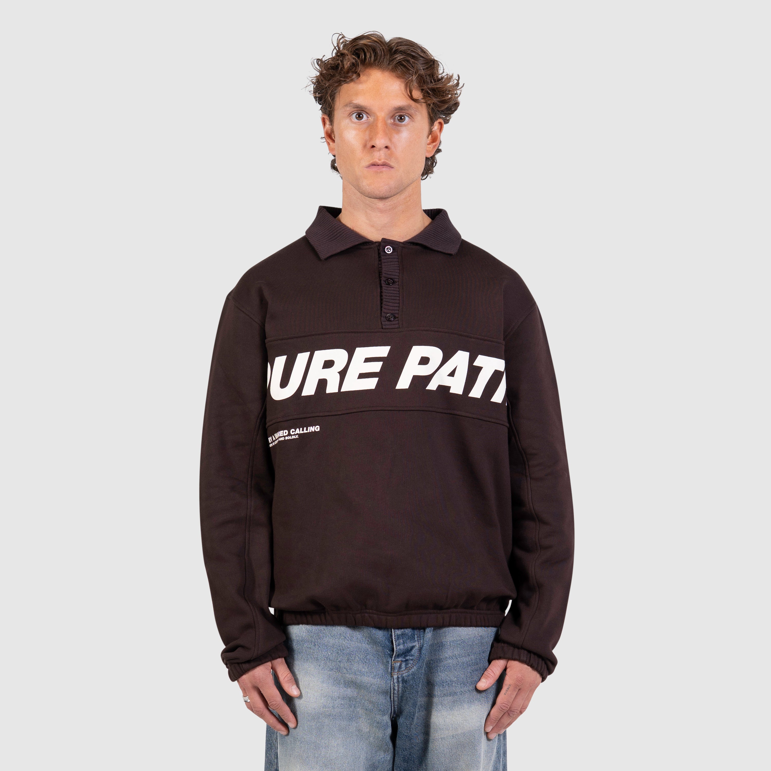 United Panel Polo Sweater | Dark Brown